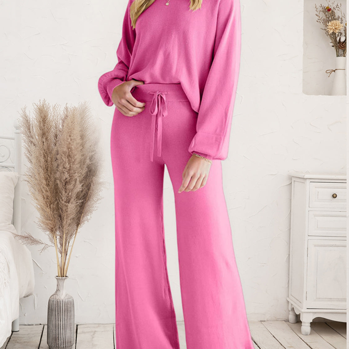 Long Sleeve Lounge Top and Drawstring Pants Set-Krush Kandy, Women's Online Fashion Boutique Located in Phoenix, Arizona (Scottsdale Area)