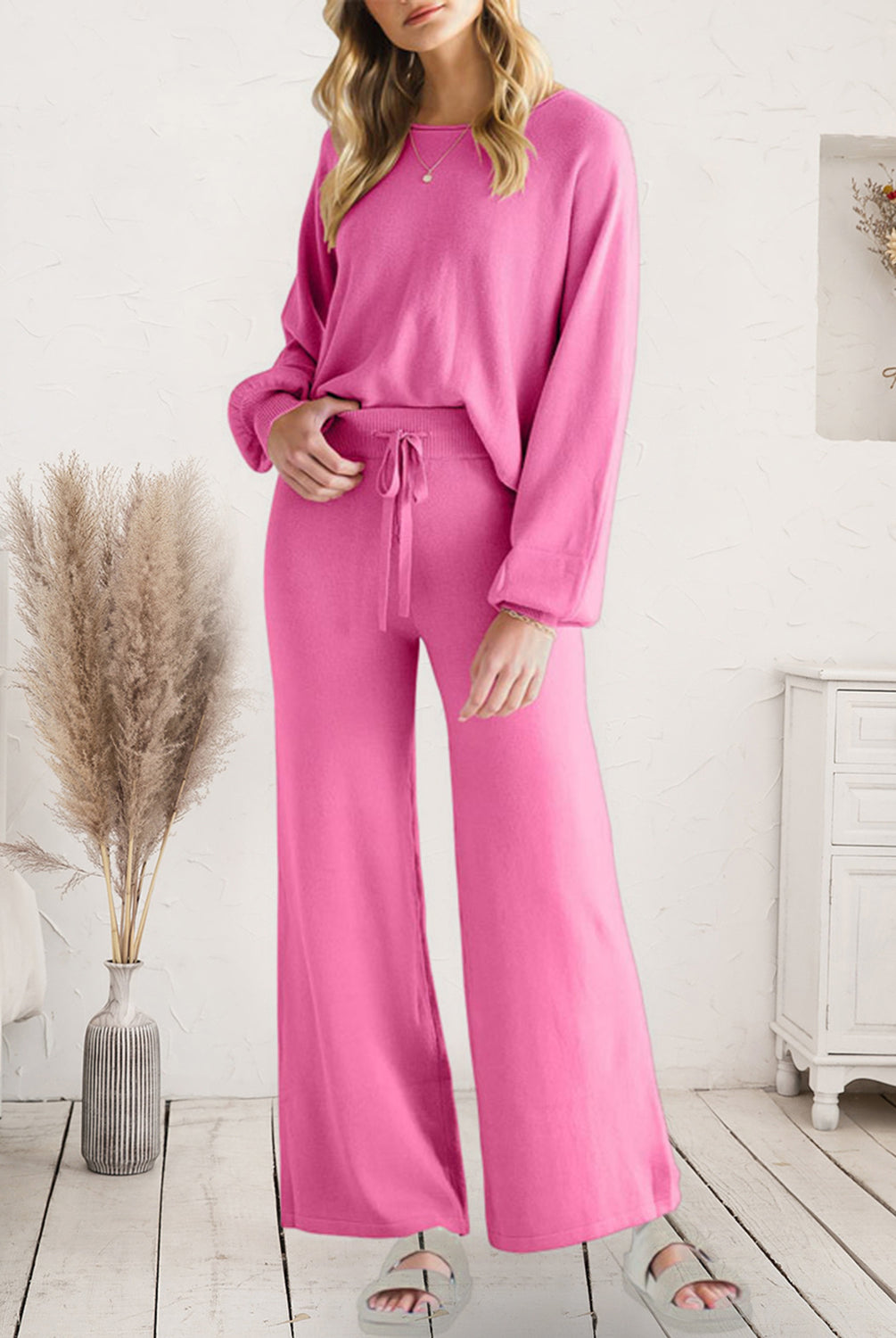 Long Sleeve Lounge Top and Drawstring Pants Set-Krush Kandy, Women's Online Fashion Boutique Located in Phoenix, Arizona (Scottsdale Area)