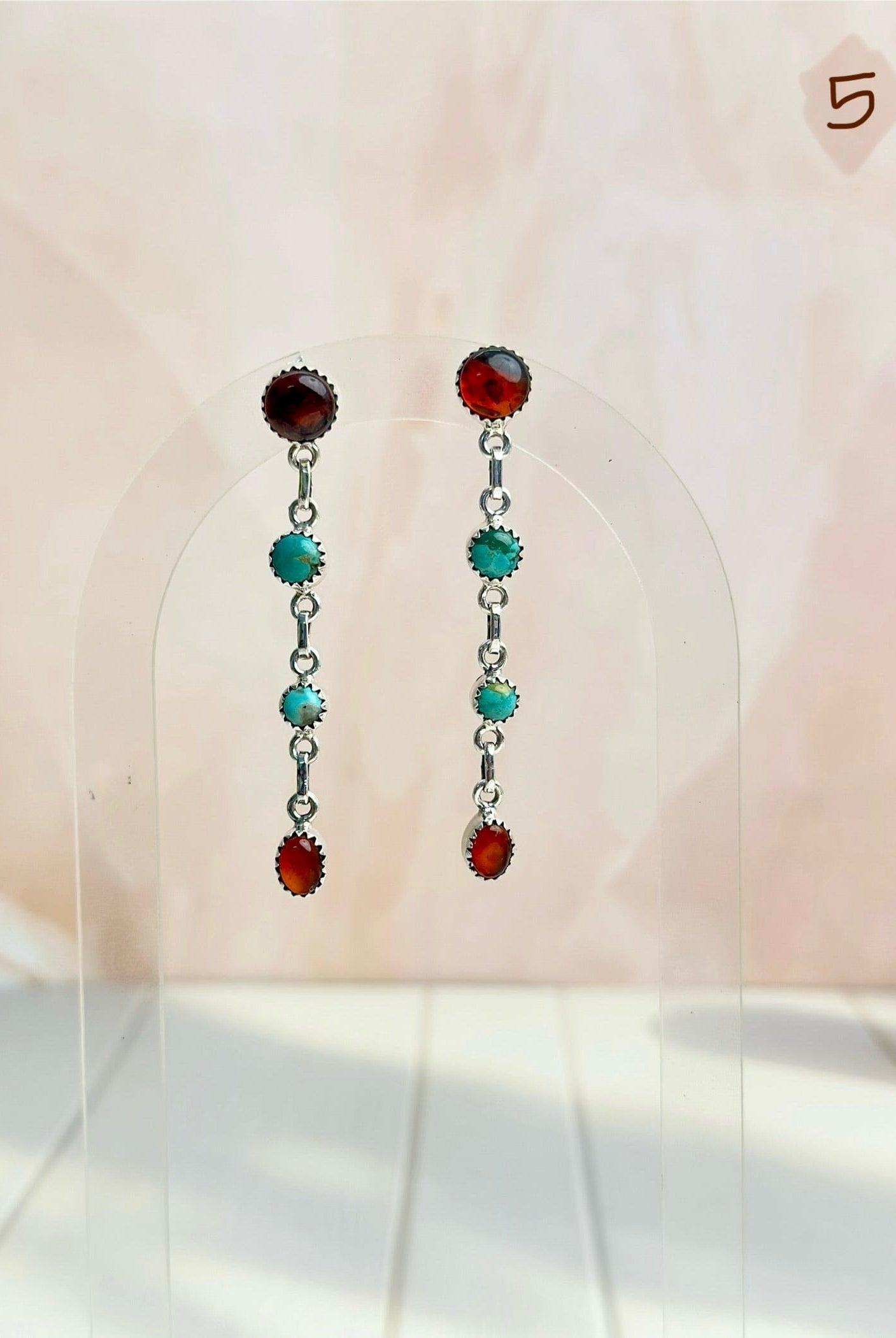 Amber, Turquoise & Crystals Mixed Earrings-Earrings-Krush Kandy, Women's Online Fashion Boutique Located in Phoenix, Arizona (Scottsdale Area)