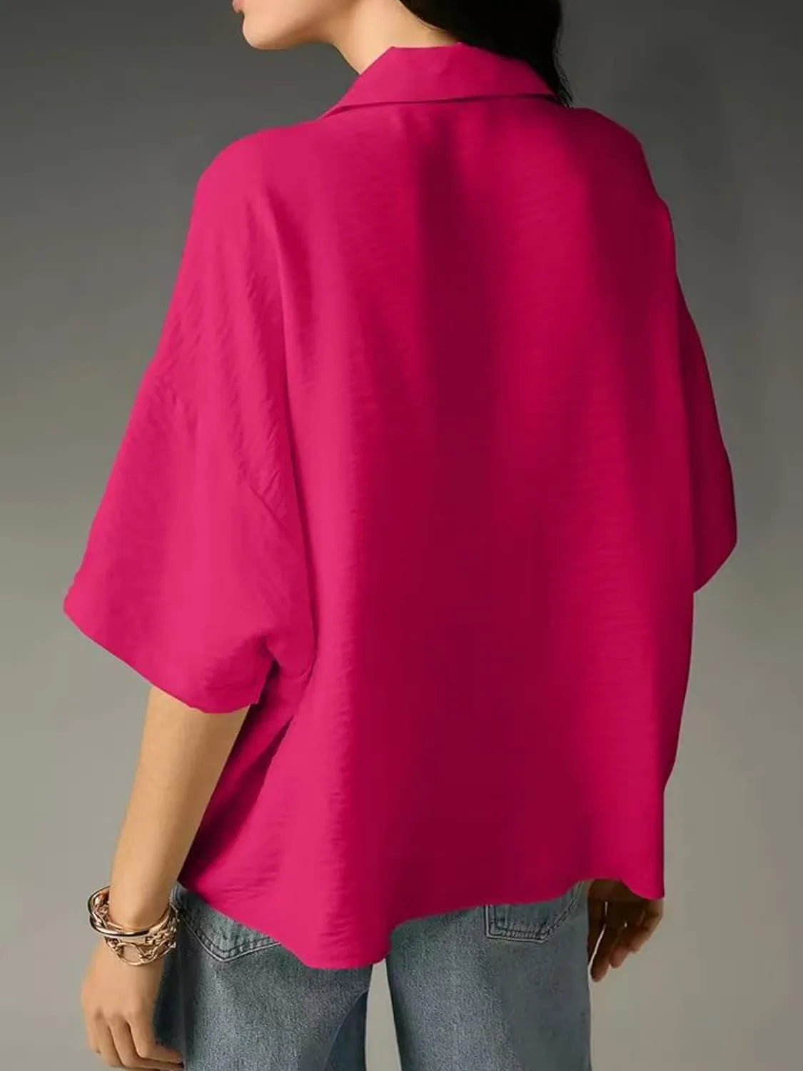 Collared Neck Half Sleeve Blouse-Krush Kandy, Women's Online Fashion Boutique Located in Phoenix, Arizona (Scottsdale Area)