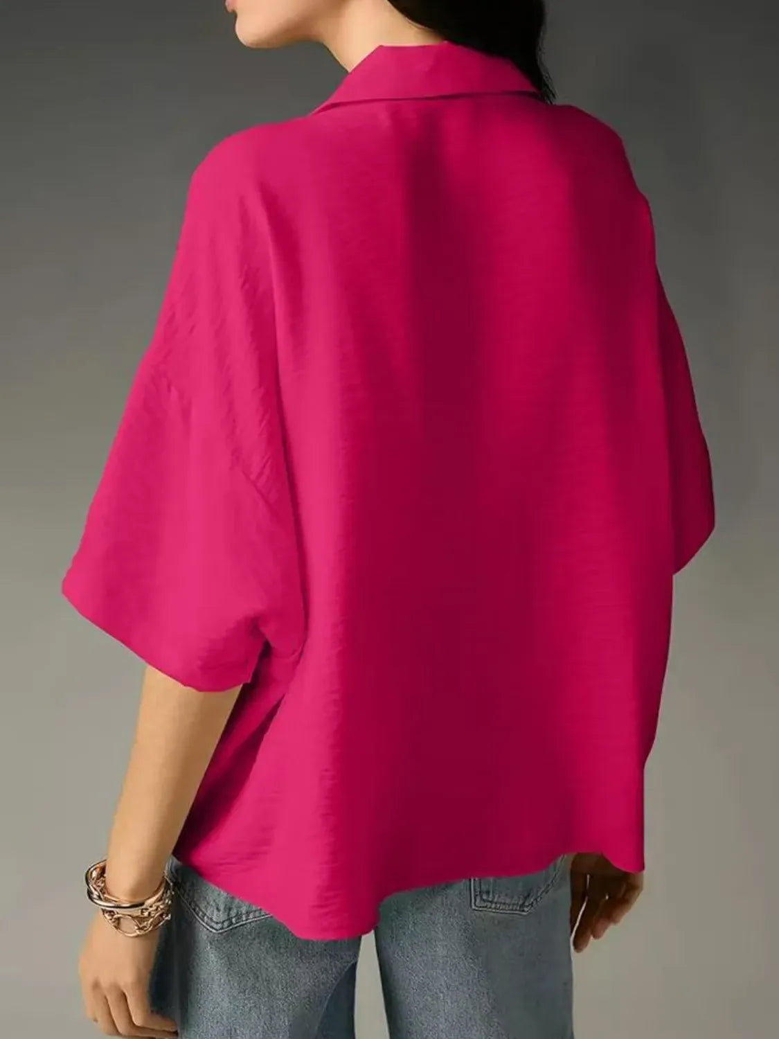 Collared Neck Half Sleeve Blouse-Krush Kandy, Women's Online Fashion Boutique Located in Phoenix, Arizona (Scottsdale Area)