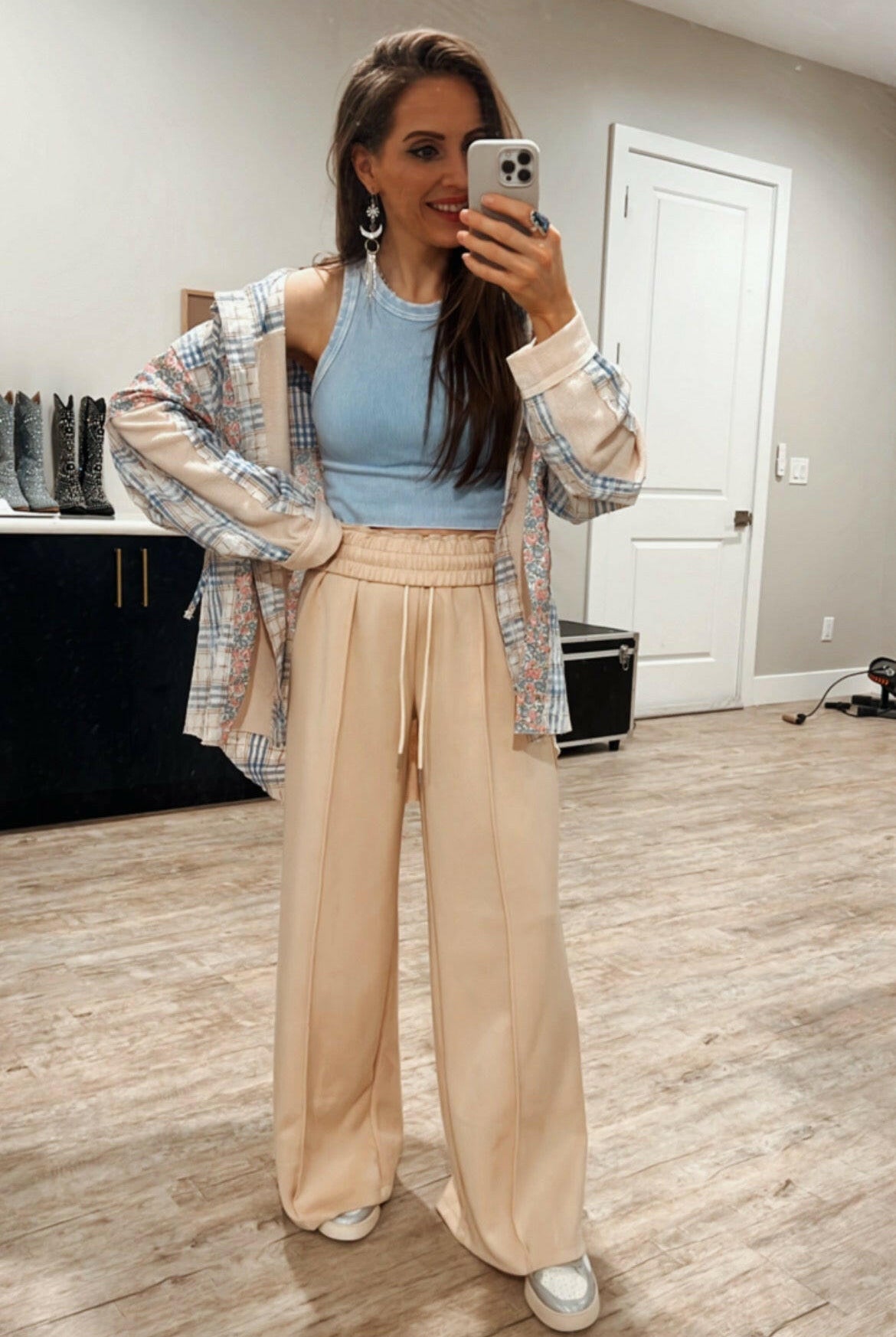 Drawstring Wide Leg Pants with Pockets-Bottoms-Krush Kandy, Women's Online Fashion Boutique Located in Phoenix, Arizona (Scottsdale Area)