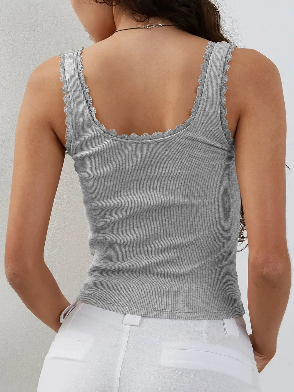 Lace Detail Square Neck Tank-Krush Kandy, Women's Online Fashion Boutique Located in Phoenix, Arizona (Scottsdale Area)