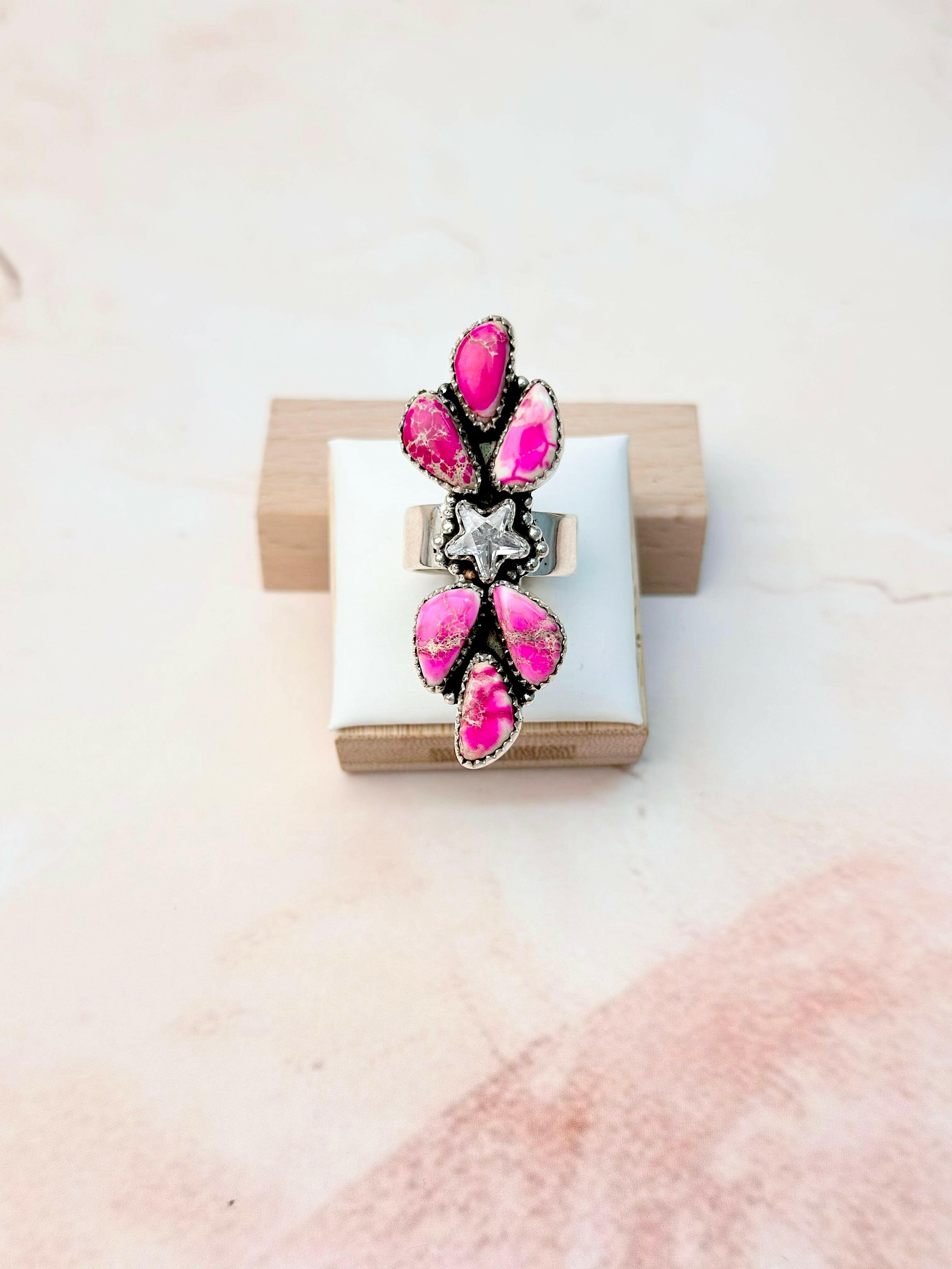 Desert Jasper Petal & Star Crawler Ring-Rings-Krush Kandy, Women's Online Fashion Boutique Located in Phoenix, Arizona (Scottsdale Area)