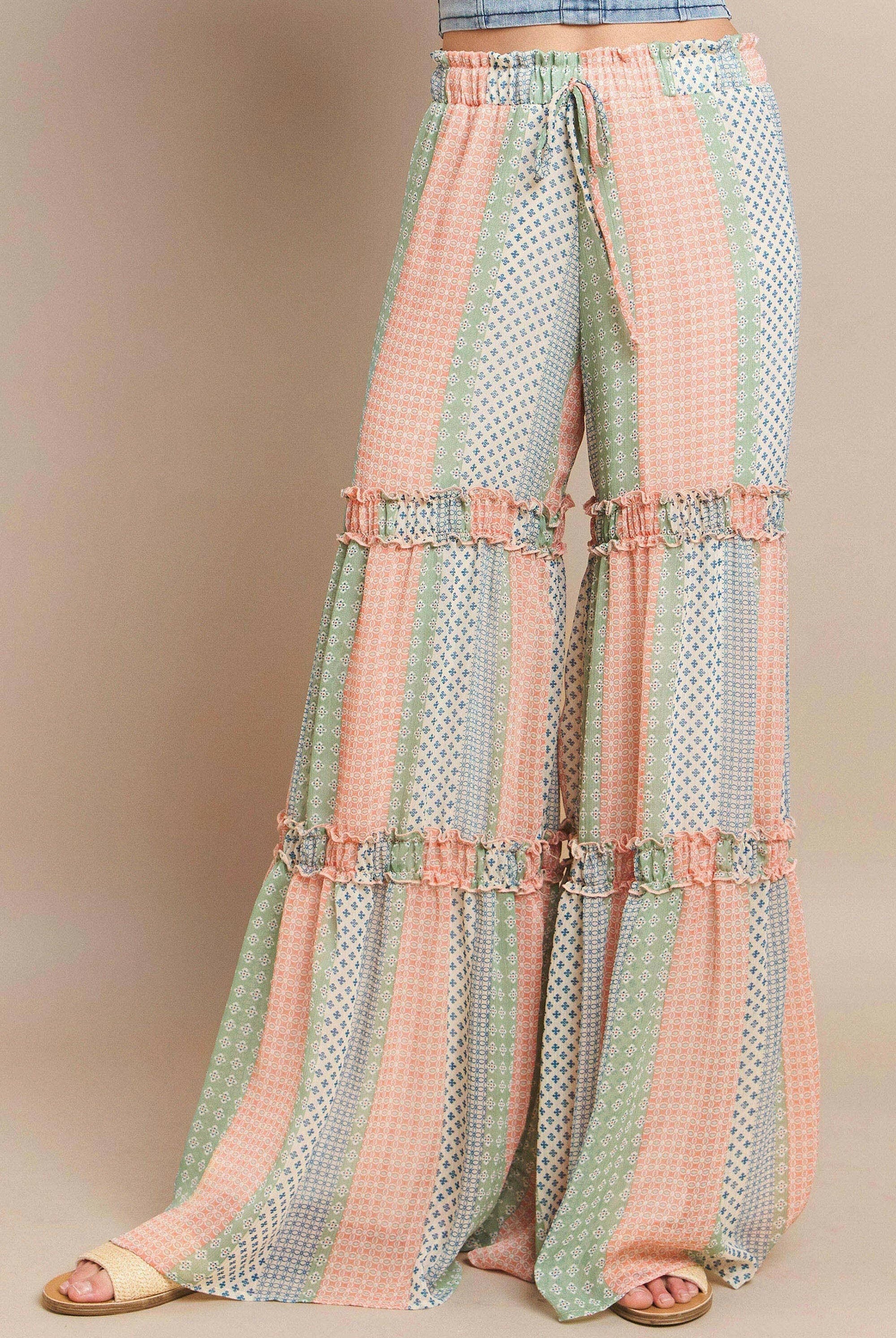 Sunset Stroll Tiered Palazzo Pants-Pants-Krush Kandy, Women's Online Fashion Boutique Located in Phoenix, Arizona (Scottsdale Area)