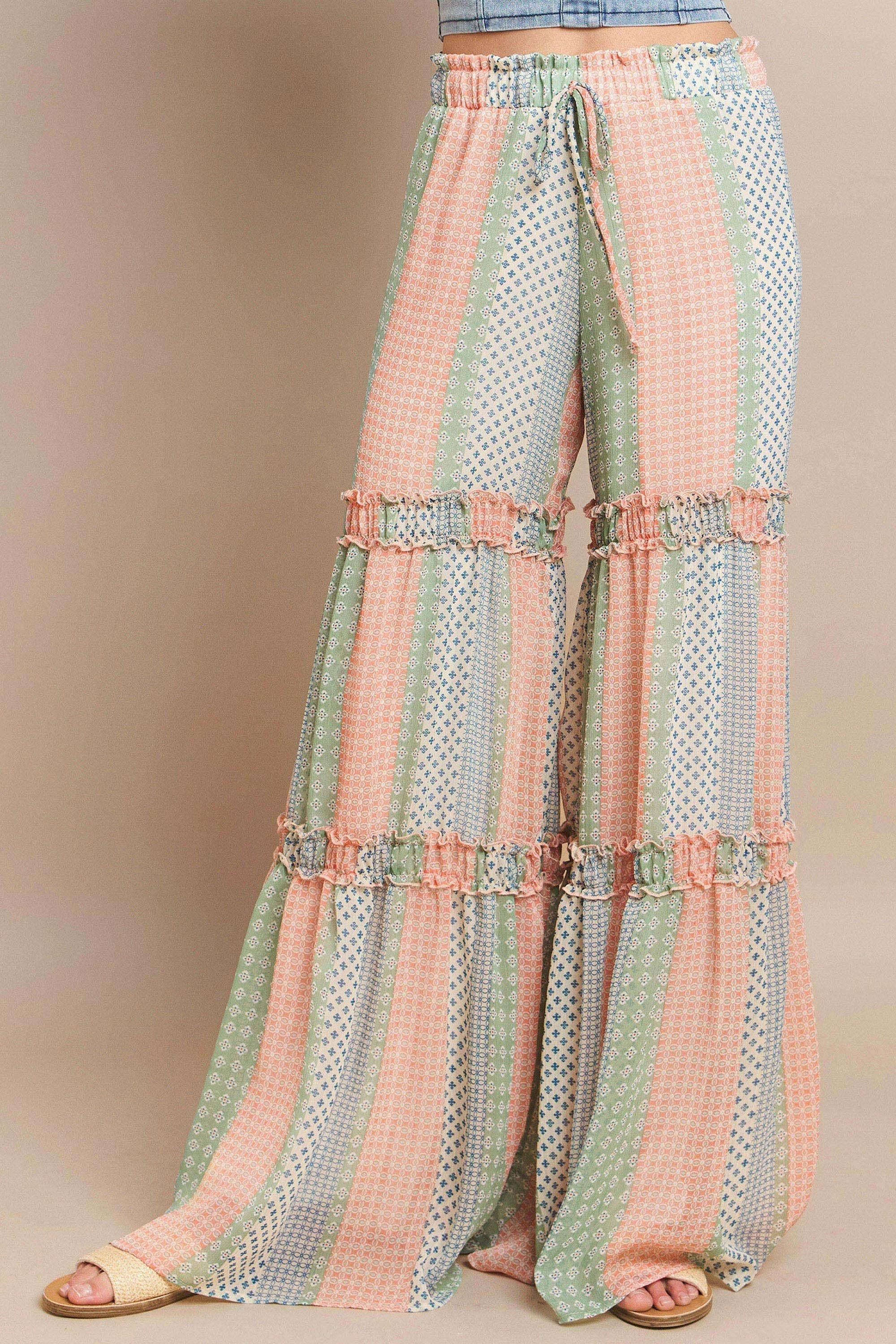 Sunset Stroll Tiered Palazzo Pants-Pants-Krush Kandy, Women's Online Fashion Boutique Located in Phoenix, Arizona (Scottsdale Area)