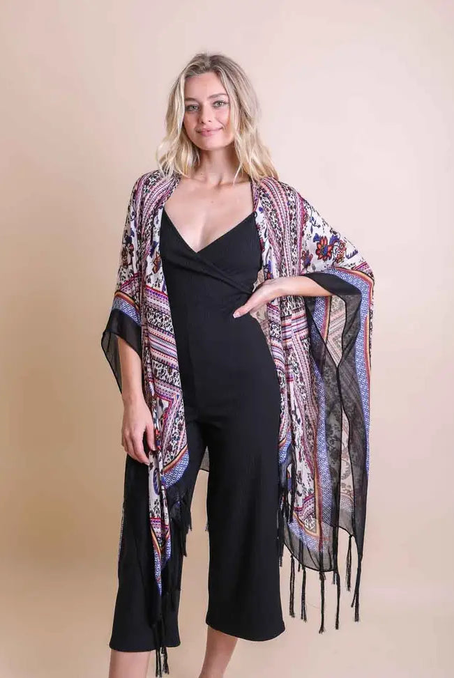 Bohemian Diamond Tassel Kimono-Kimonos-Krush Kandy, Women's Online Fashion Boutique Located in Phoenix, Arizona (Scottsdale Area)