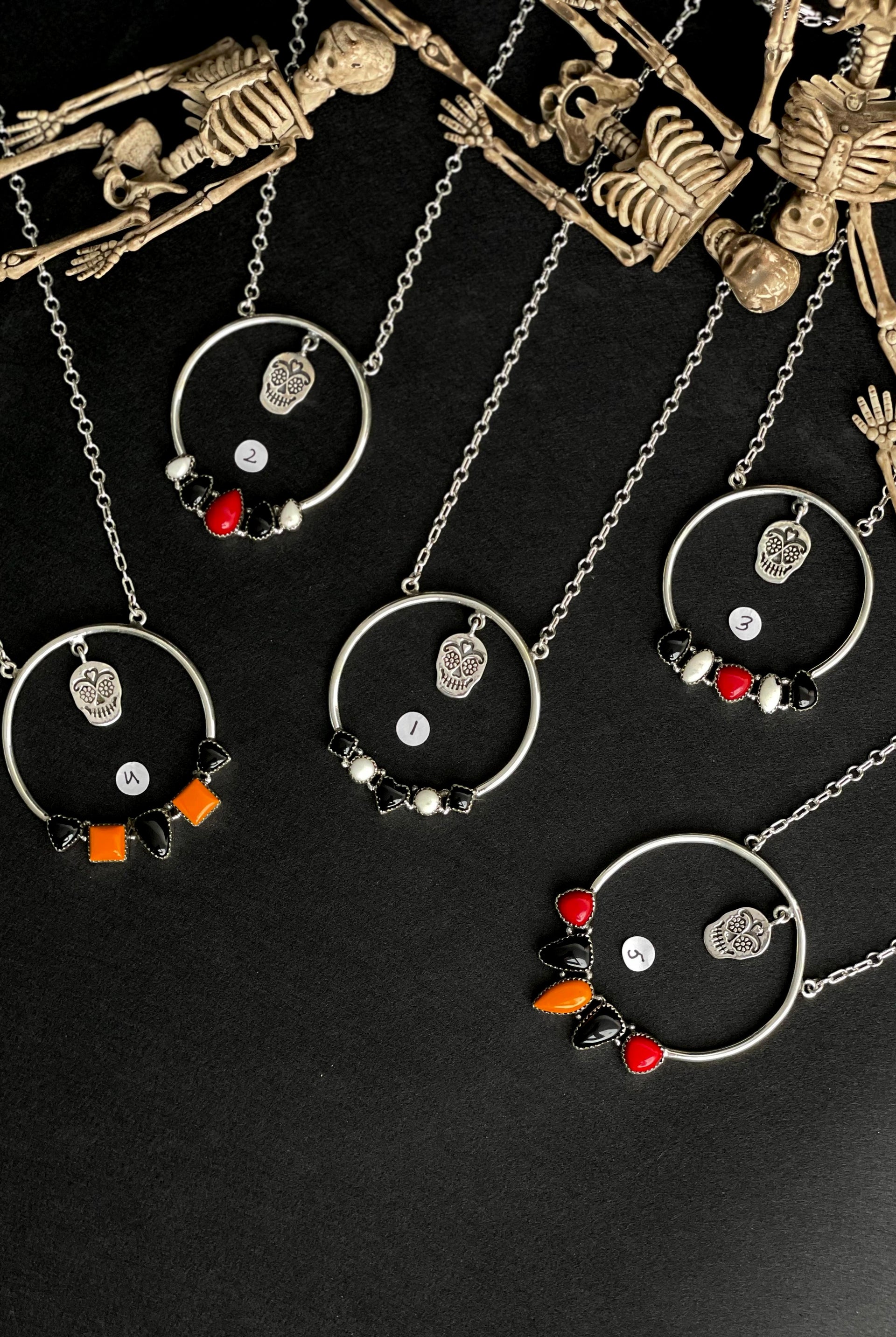 Never Ending Story Sugar Skull Necklaces-Necklaces-Krush Kandy, Women's Online Fashion Boutique Located in Phoenix, Arizona (Scottsdale Area)