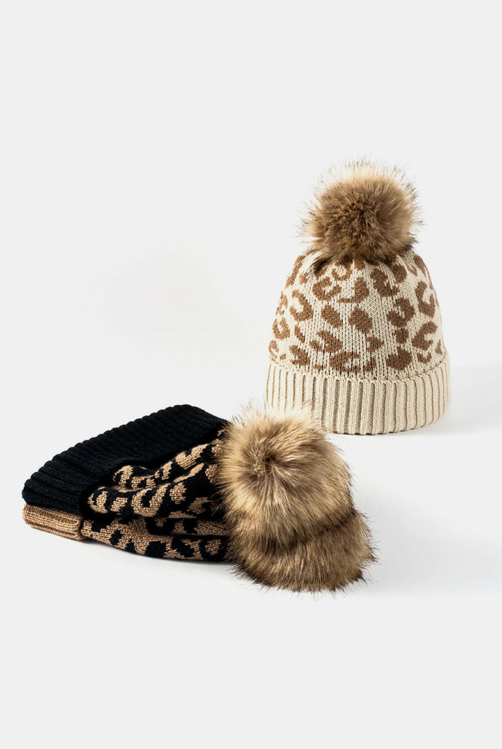 Leopard Pom-Pom Cuffed Beanie-Krush Kandy, Women's Online Fashion Boutique Located in Phoenix, Arizona (Scottsdale Area)
