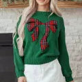 Plaid Bow Holiday Sweater \ KKB EXCLUSIVE XS-3X-Sweater-Krush Kandy, Women's Online Fashion Boutique Located in Phoenix, Arizona (Scottsdale Area)