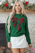 Plaid Bow Holiday Sweater \ KKB EXCLUSIVE XS-3X-Sweater-Krush Kandy, Women's Online Fashion Boutique Located in Phoenix, Arizona (Scottsdale Area)