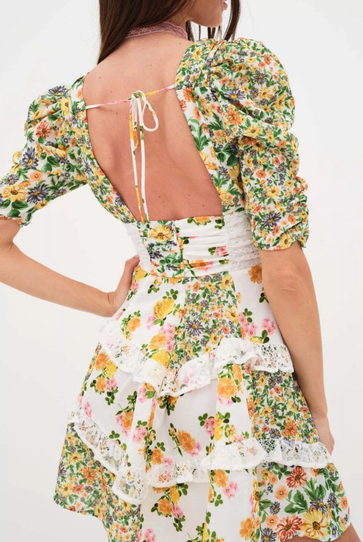 Ruffled Floral Print Half Sleeve Dress-Dresses-Krush Kandy, Women's Online Fashion Boutique Located in Phoenix, Arizona (Scottsdale Area)