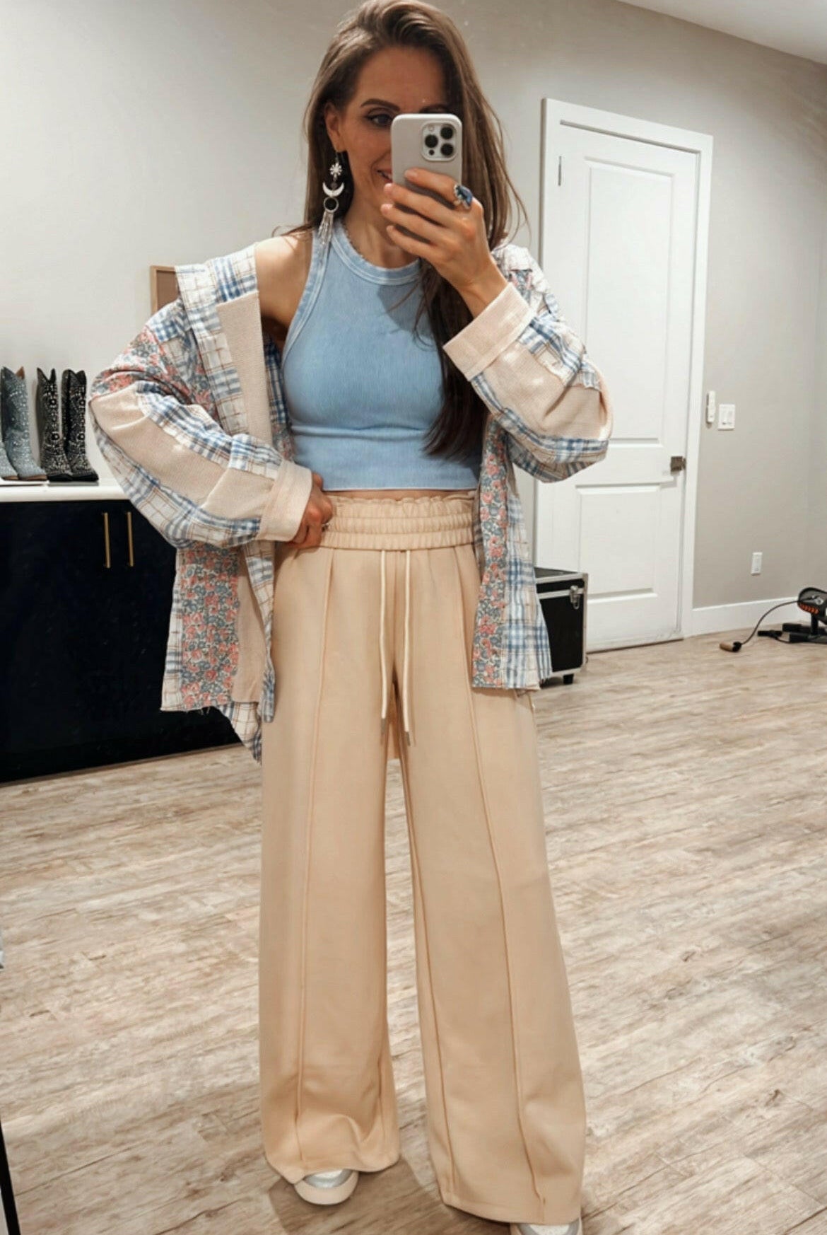 Drawstring Wide Leg Pants with Pockets-Bottoms-Krush Kandy, Women's Online Fashion Boutique Located in Phoenix, Arizona (Scottsdale Area)
