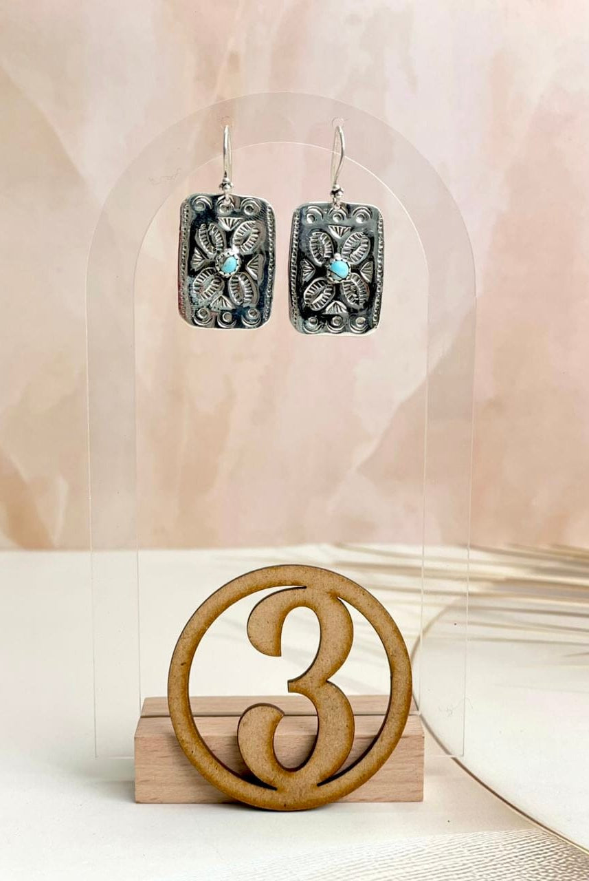 Western Glam Stamped Sterling Single Stone Earrings-Earrings-Krush Kandy, Women's Online Fashion Boutique Located in Phoenix, Arizona (Scottsdale Area)