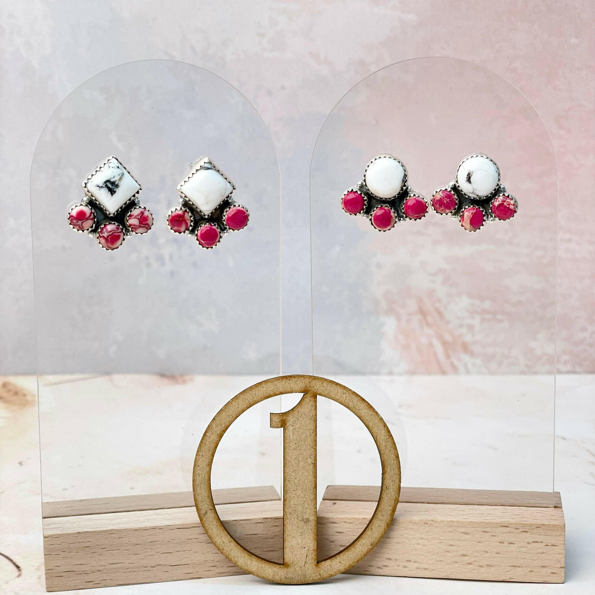 White Buffalo and Jasper Studs-Earrings-Krush Kandy, Women's Online Fashion Boutique Located in Phoenix, Arizona (Scottsdale Area)
