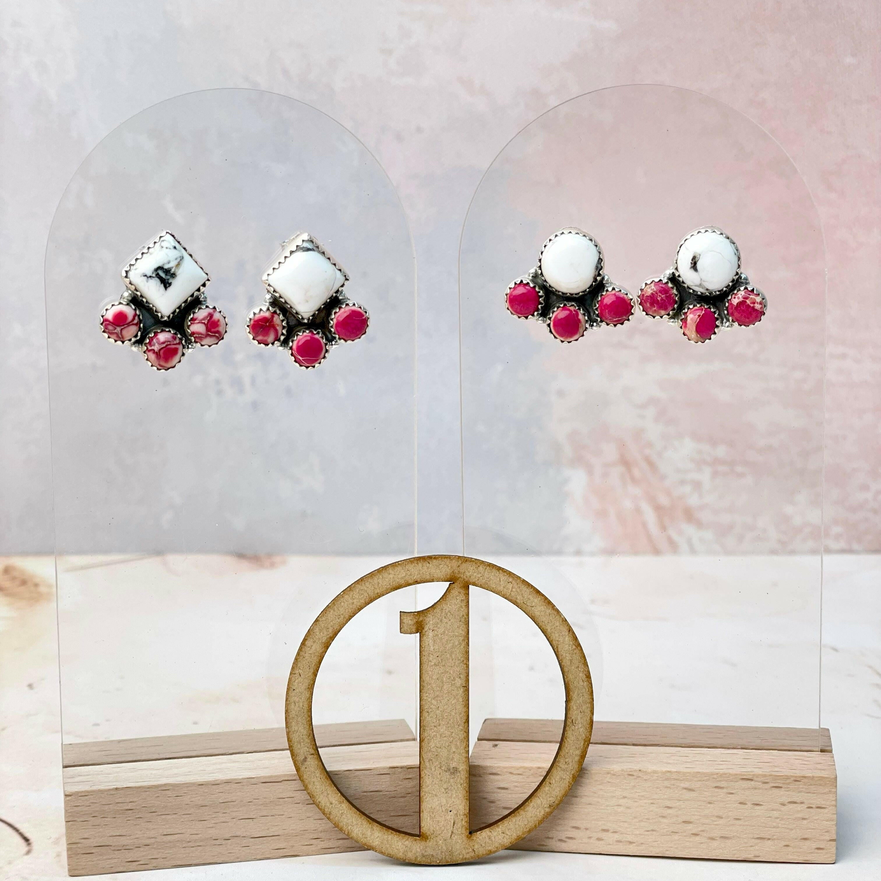 White Buffalo and Jasper Studs-Earrings-Krush Kandy, Women's Online Fashion Boutique Located in Phoenix, Arizona (Scottsdale Area)