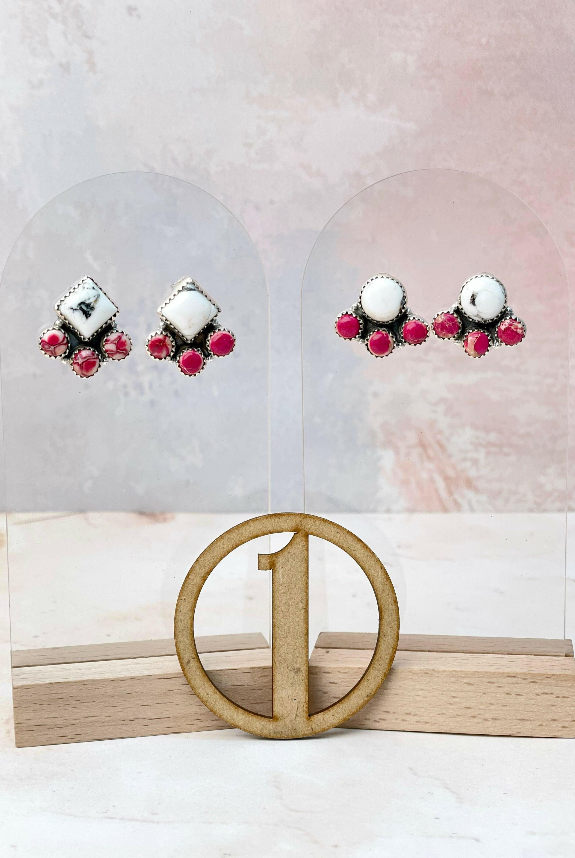White Buffalo and Jasper Studs-Earrings-Krush Kandy, Women's Online Fashion Boutique Located in Phoenix, Arizona (Scottsdale Area)