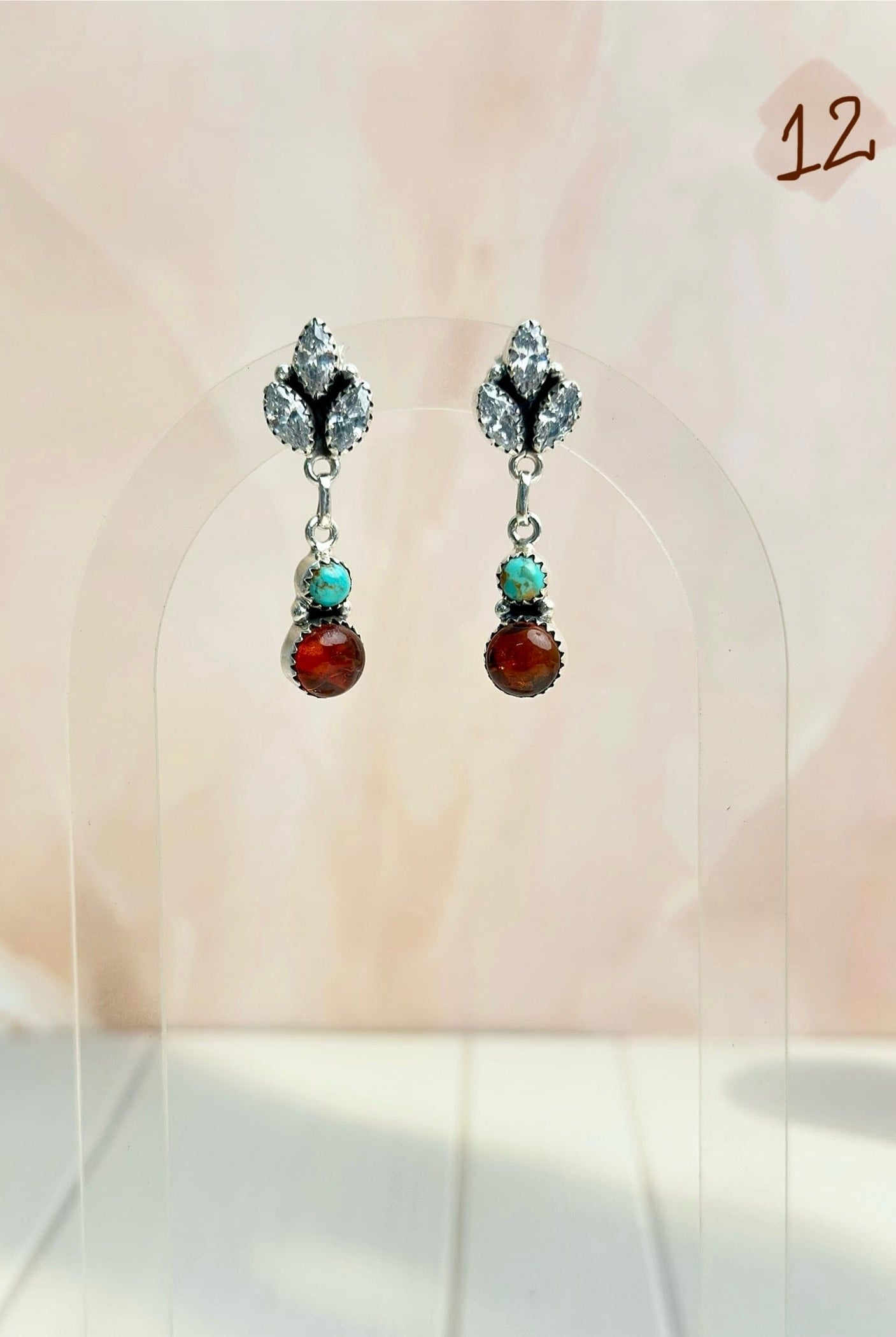 Amber, Turquoise & Crystals Mixed Earrings-Earrings-Krush Kandy, Women's Online Fashion Boutique Located in Phoenix, Arizona (Scottsdale Area)