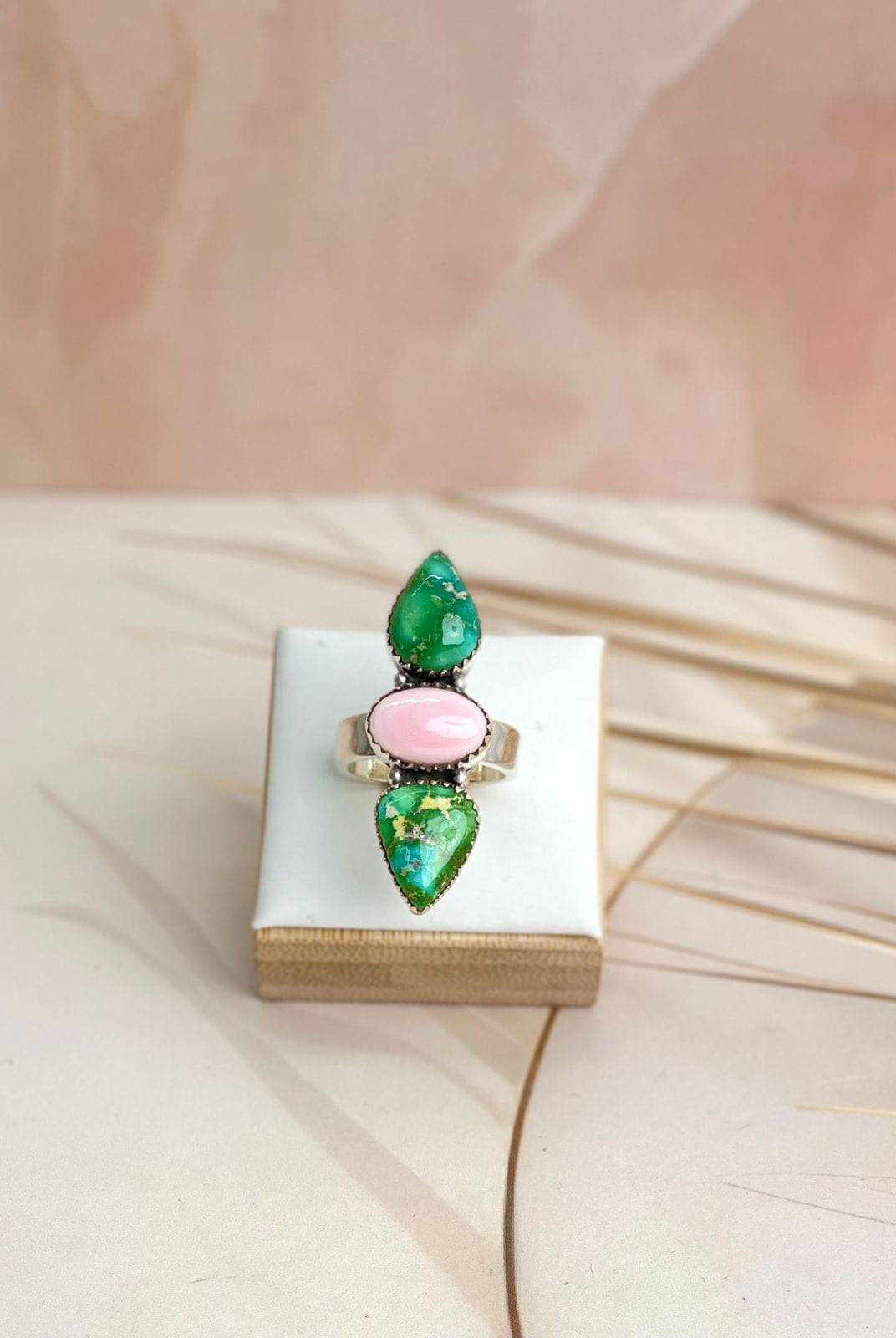 Blushing Conch & Sonoran 3 stone Ring-Rings-Krush Kandy, Women's Online Fashion Boutique Located in Phoenix, Arizona (Scottsdale Area)