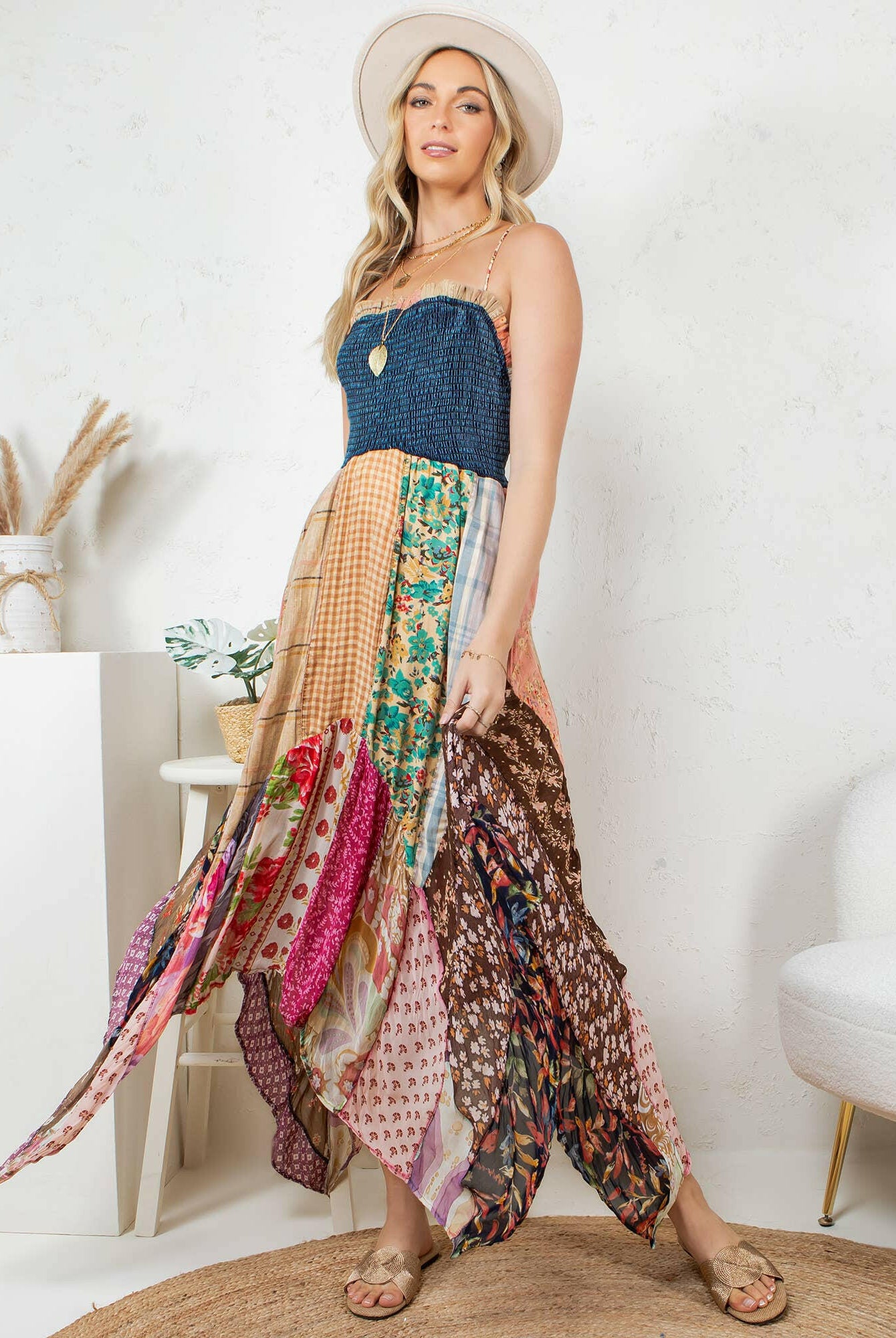 Boho Handkerchief Midi Dress-Dresses-Krush Kandy, Women's Online Fashion Boutique Located in Phoenix, Arizona (Scottsdale Area)