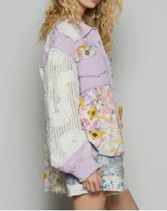 POL Balloon Sleeve A-Line Twill Woven Floral Jacket-Jackets-Krush Kandy, Women's Online Fashion Boutique Located in Phoenix, Arizona (Scottsdale Area)