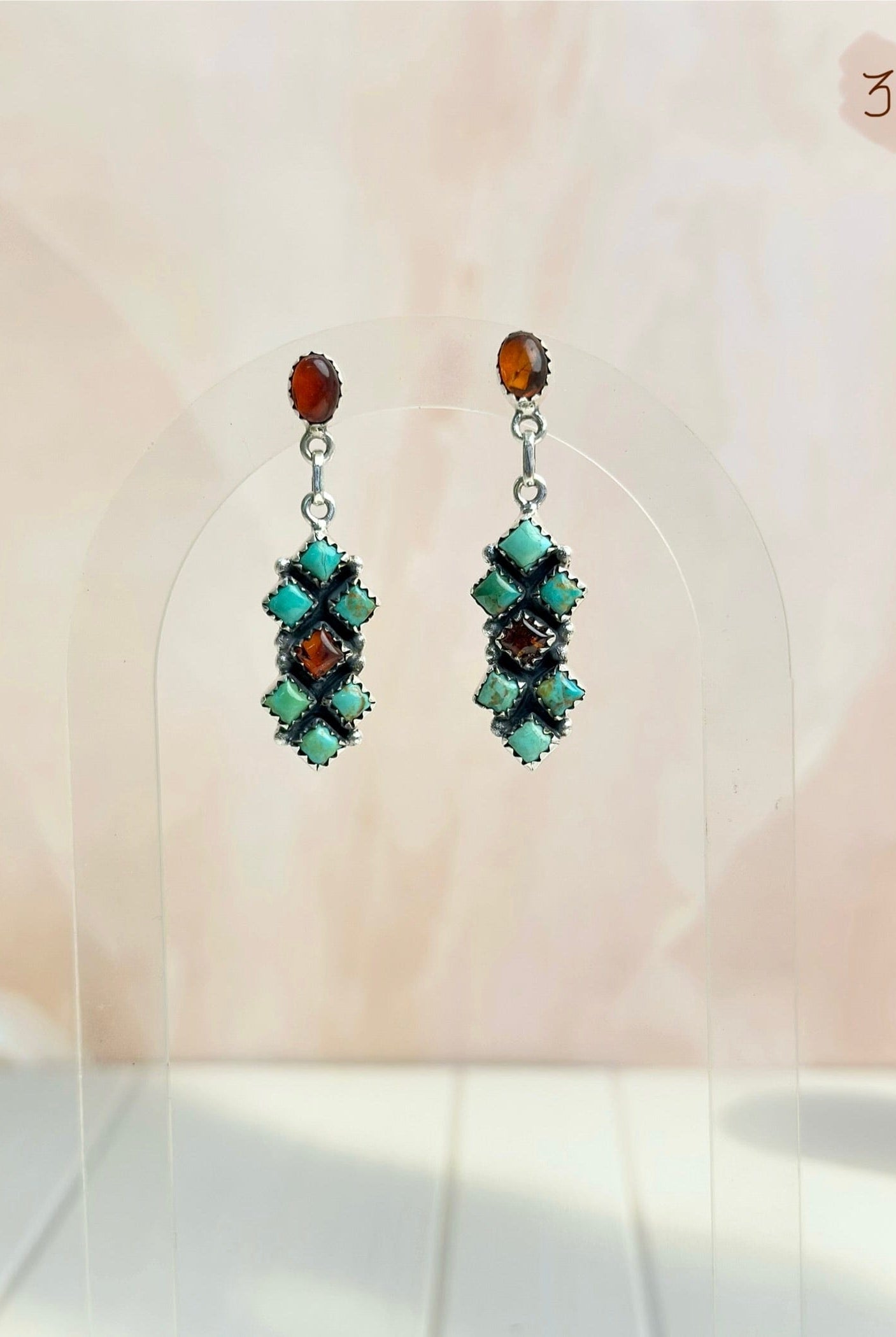 Amber, Turquoise & Crystal Boho Earrings-Earrings-Krush Kandy, Women's Online Fashion Boutique Located in Phoenix, Arizona (Scottsdale Area)