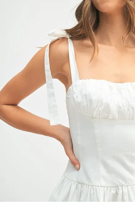 MABLE Shoulder Tie Corset Panel Mini Dress-Dresses-Krush Kandy, Women's Online Fashion Boutique Located in Phoenix, Arizona (Scottsdale Area)