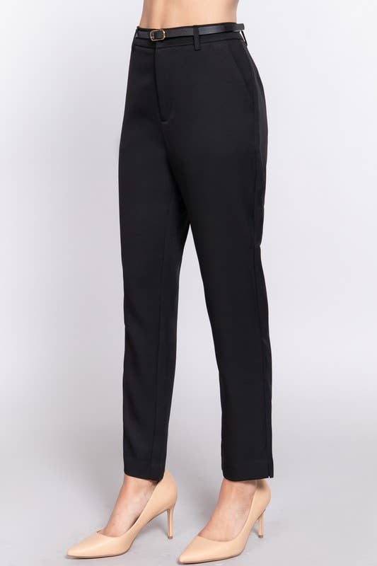 Classic Woven Pants With Belt-Pants-Krush Kandy, Women's Online Fashion Boutique Located in Phoenix, Arizona (Scottsdale Area)