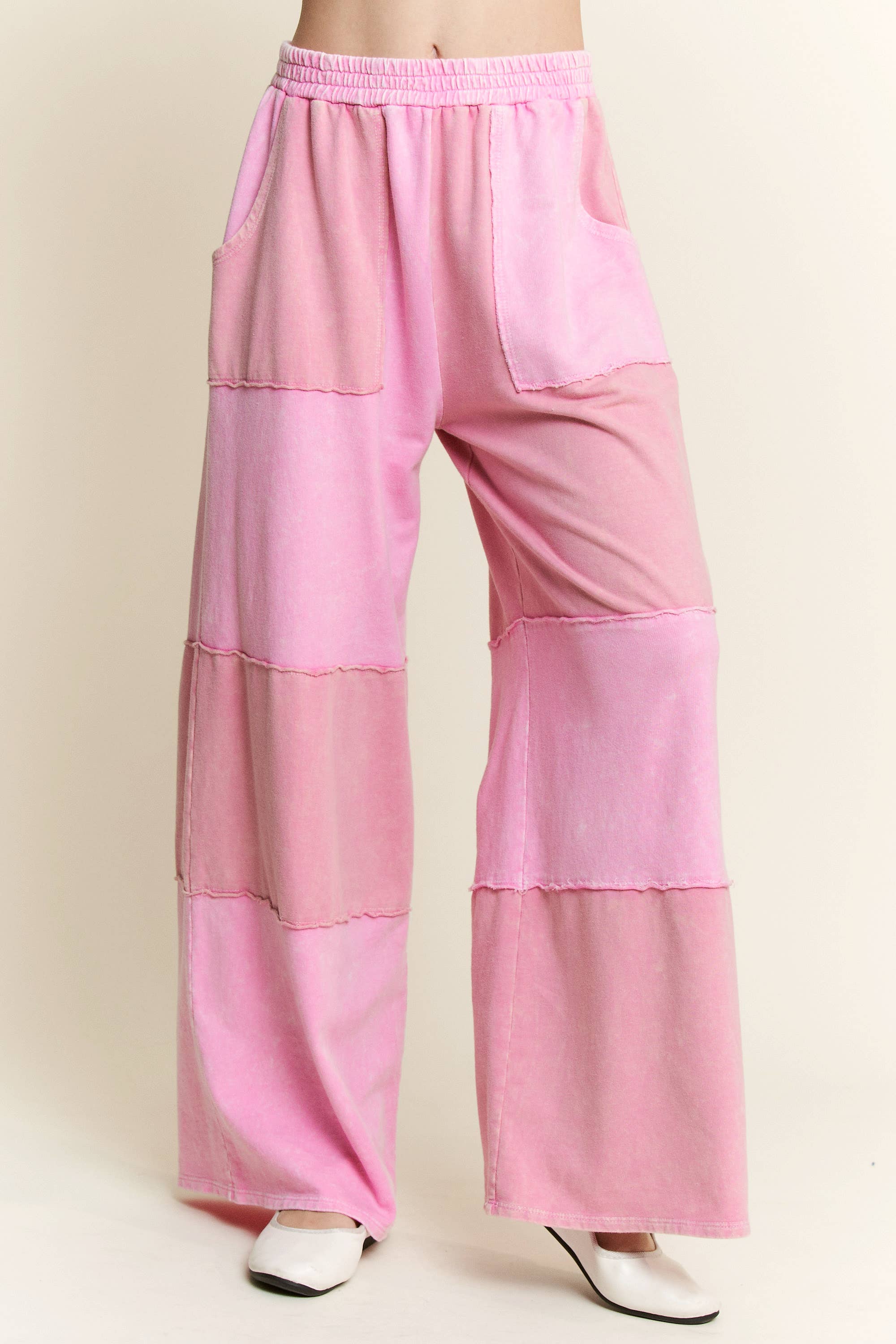 Mineral Wash Color Block Wide-leg Lounge Pants-Pants-Krush Kandy, Women's Online Fashion Boutique Located in Phoenix, Arizona (Scottsdale Area)