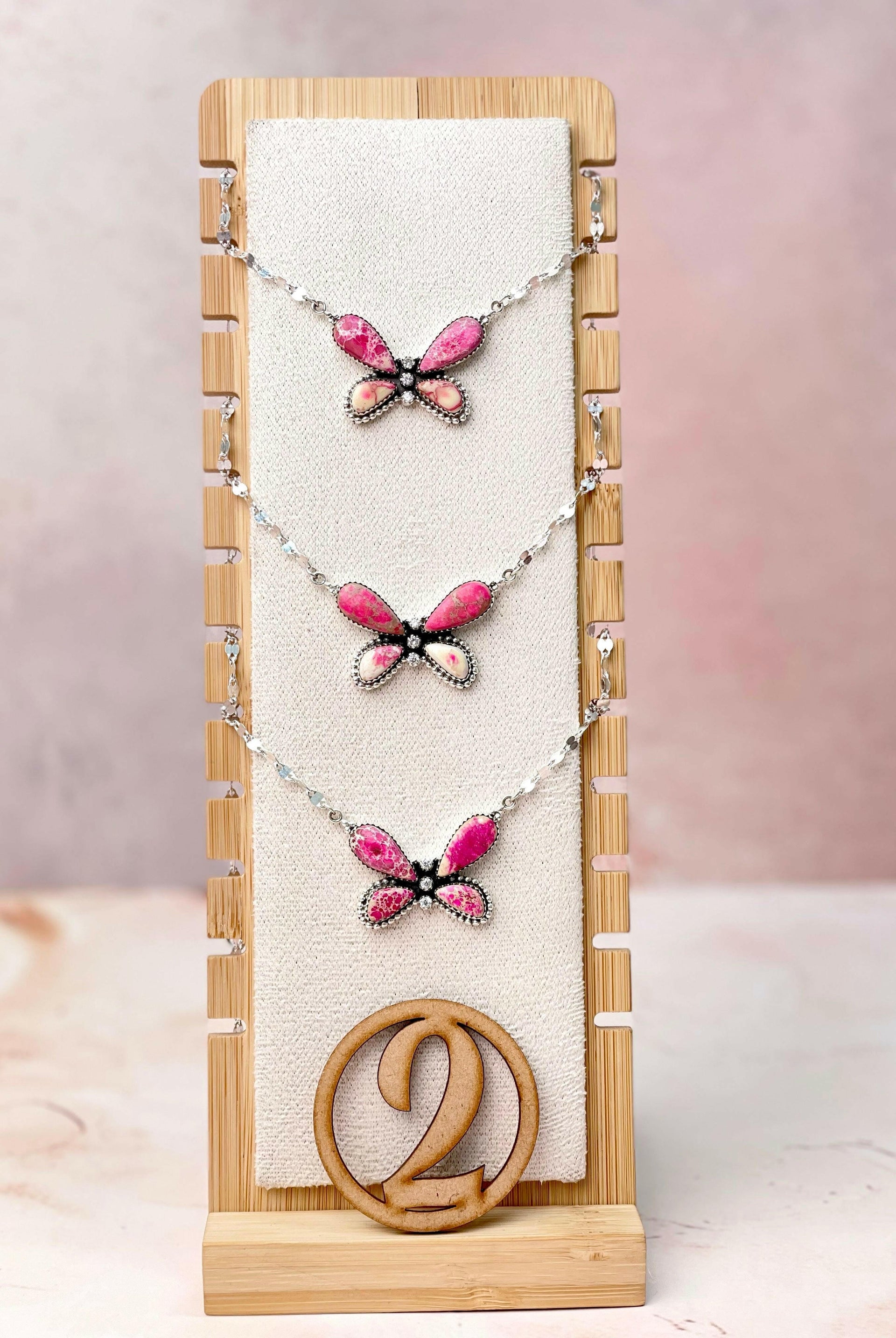 Desert Butterfly Jasper & Crystal Necklace-Necklaces-Krush Kandy, Women's Online Fashion Boutique Located in Phoenix, Arizona (Scottsdale Area)