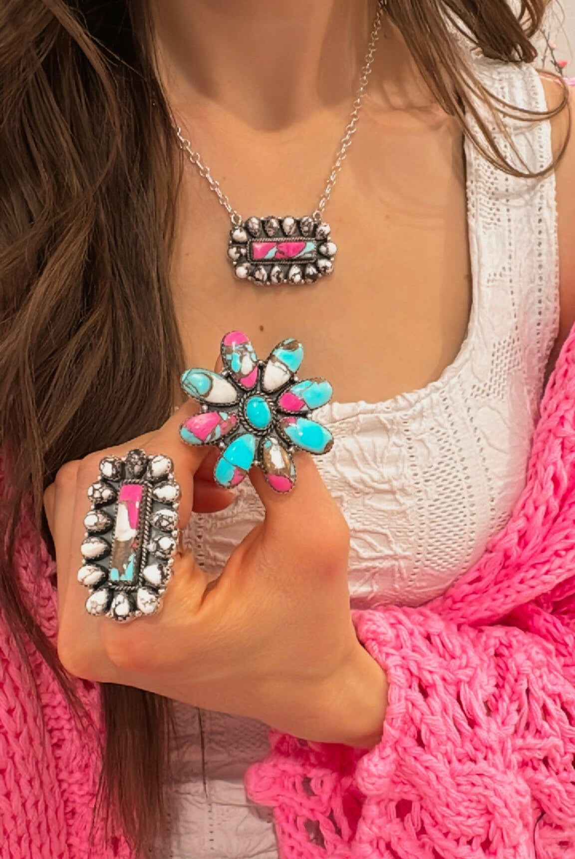 Cotton Candy Blooming RIng-Earrings-Krush Kandy, Women's Online Fashion Boutique Located in Phoenix, Arizona (Scottsdale Area)