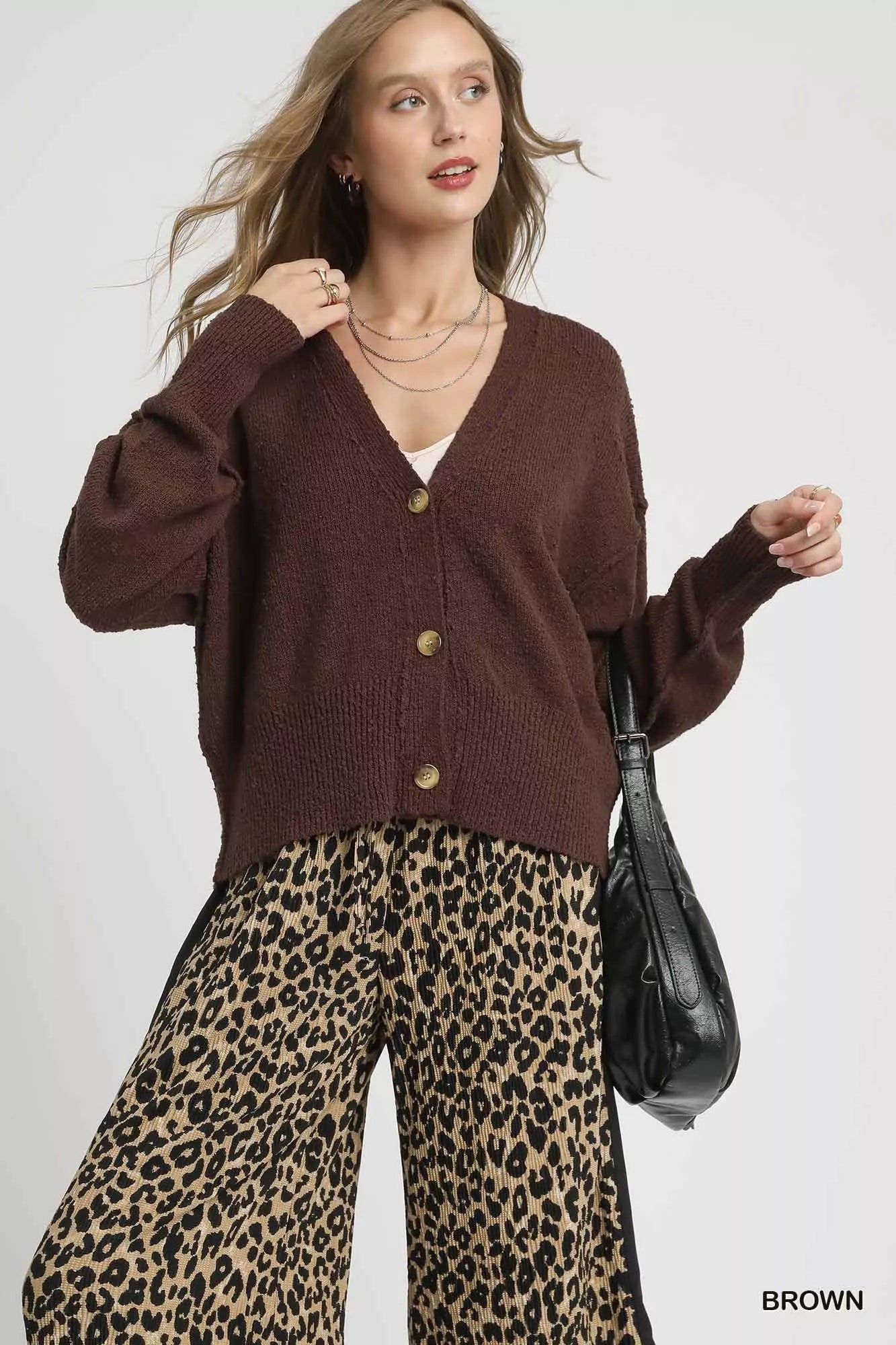 Umgee Button-Front V-Neck Knit Cardigan-Sweaters-Krush Kandy, Women's Online Fashion Boutique Located in Phoenix, Arizona (Scottsdale Area)