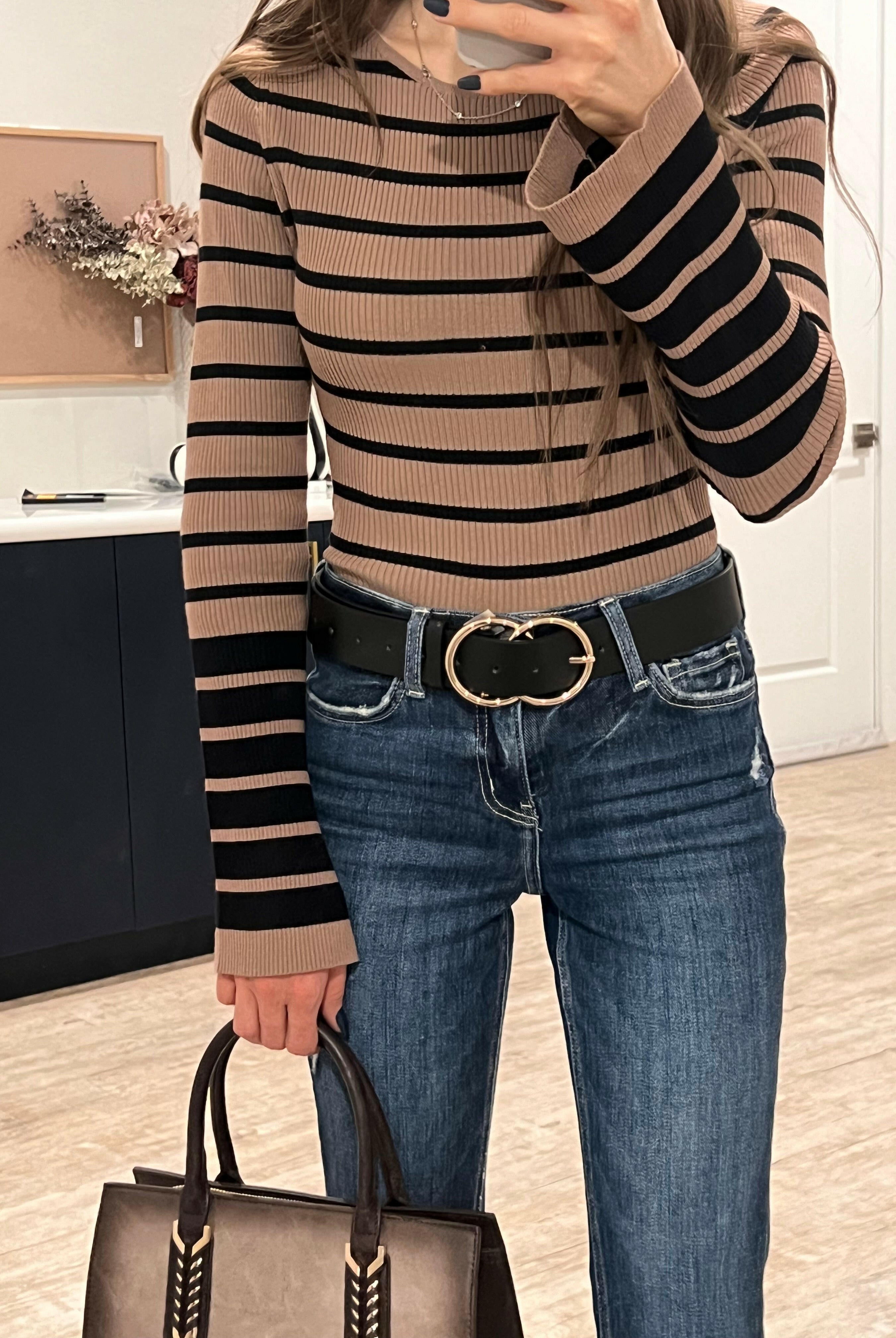 Stripe Long Sleeve Sweater Top-Long Sleeve Tops-Krush Kandy, Women's Online Fashion Boutique Located in Phoenix, Arizona (Scottsdale Area)