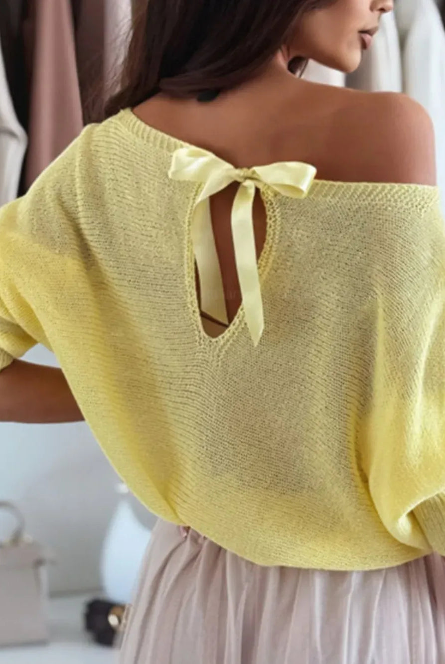 Bow Back Boat Neck Batwing Sleeve Sweater-Krush Kandy, Women's Online Fashion Boutique Located in Phoenix, Arizona (Scottsdale Area)