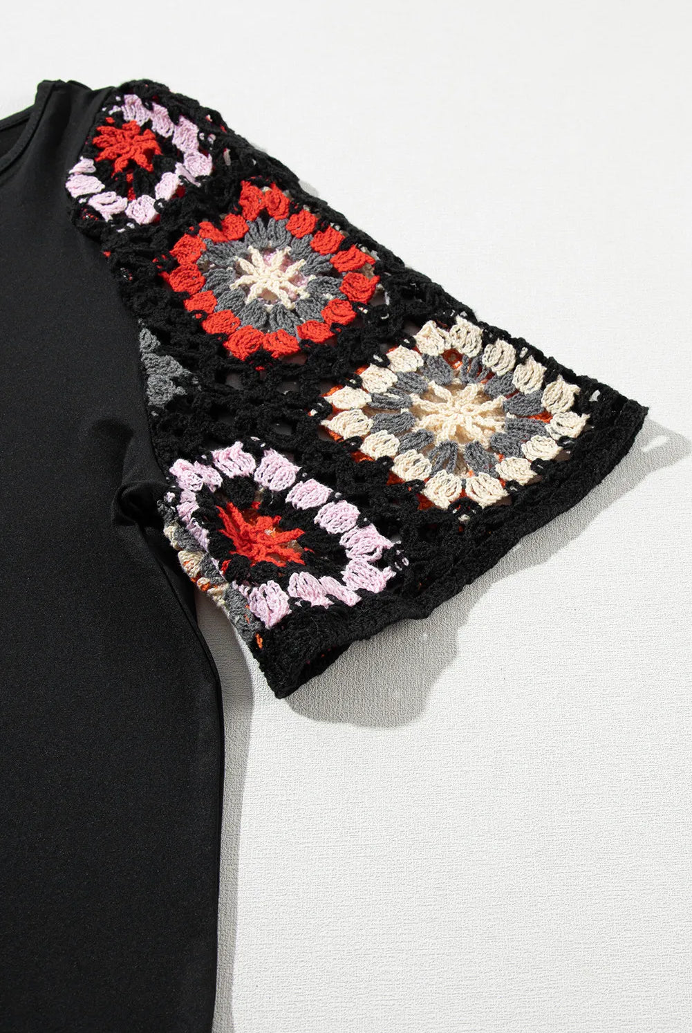 Crochet Sleeve Colorblock Top-Tops-Krush Kandy, Women's Online Fashion Boutique Located in Phoenix, Arizona (Scottsdale Area)