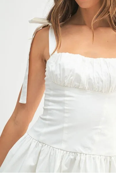 MABLE Shoulder Tie Corset Panel Mini Dress-Dresses-Krush Kandy, Women's Online Fashion Boutique Located in Phoenix, Arizona (Scottsdale Area)