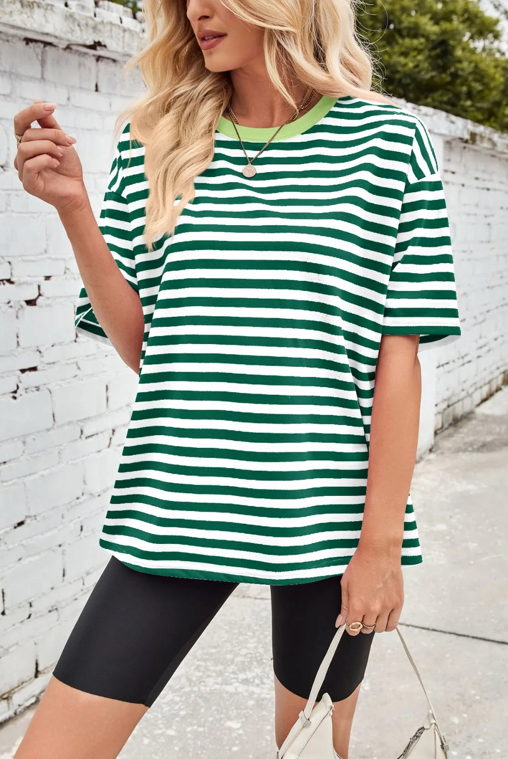 Neon Pop Stripe Oversized Tee-Tops-Krush Kandy, Women's Online Fashion Boutique Located in Phoenix, Arizona (Scottsdale Area)