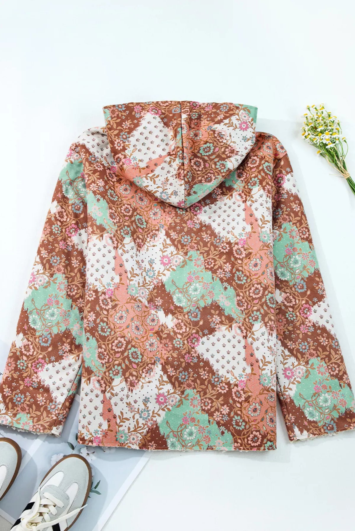 Floral Printed Sherpa Lined Hooded Jacket-Jacket-Krush Kandy, Women's Online Fashion Boutique Located in Phoenix, Arizona (Scottsdale Area)