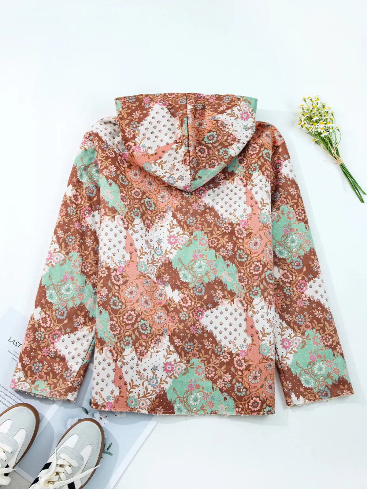 Floral Printed Sherpa Lined Hooded Jacket-Jacket-Krush Kandy, Women's Online Fashion Boutique Located in Phoenix, Arizona (Scottsdale Area)