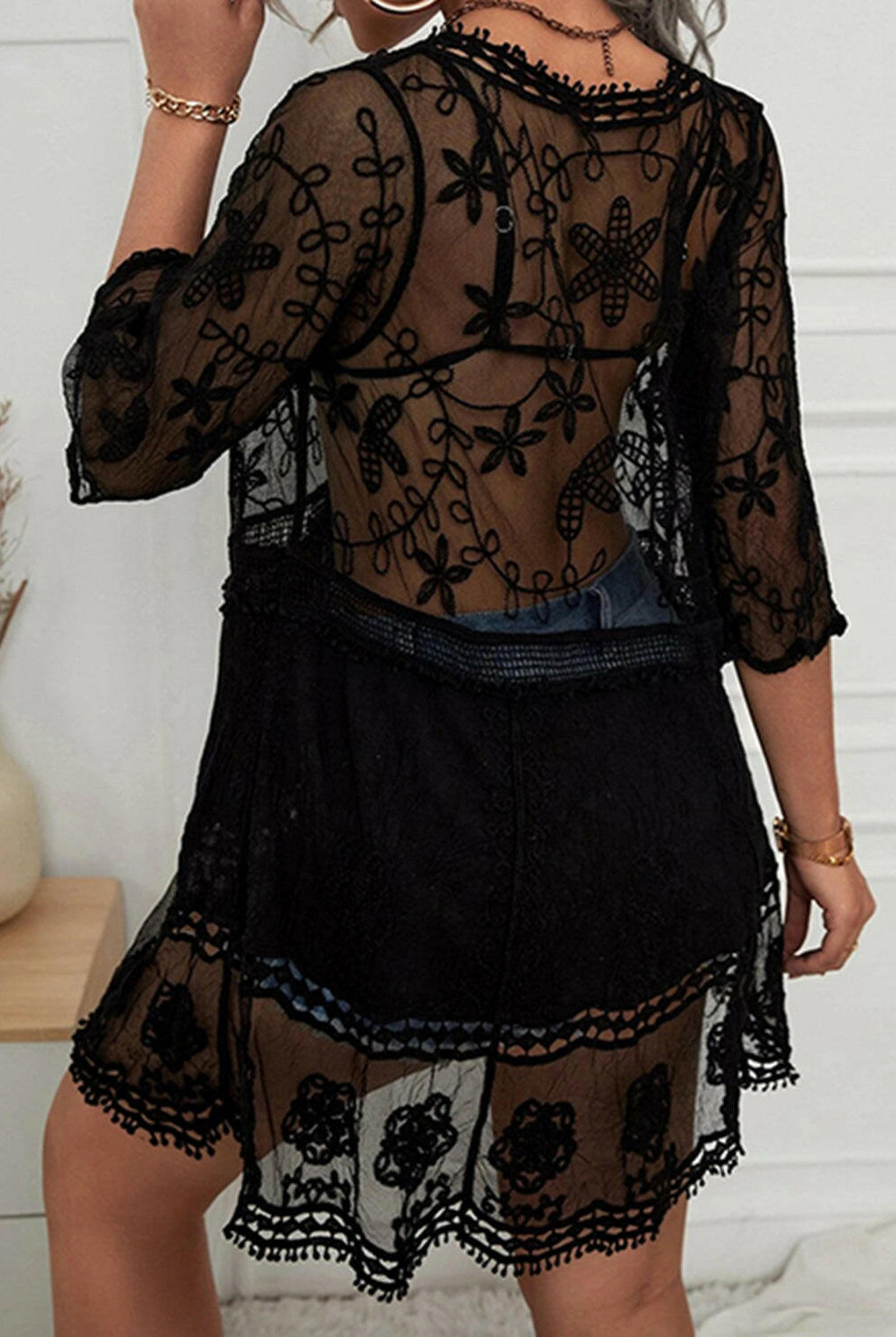 Lace Detail Plunge Cover-Up Dress-Krush Kandy, Women's Online Fashion Boutique Located in Phoenix, Arizona (Scottsdale Area)
