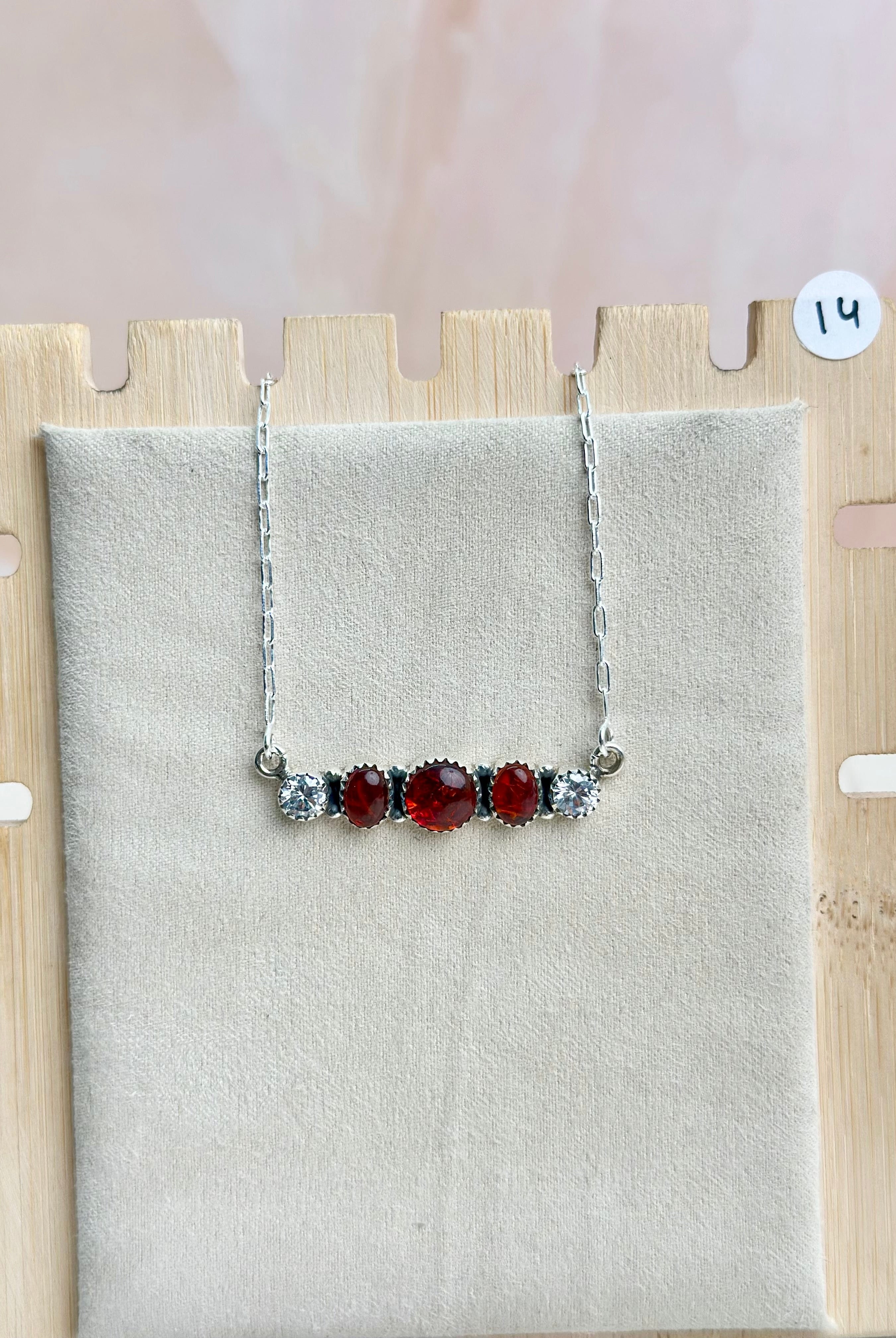 Amber, Turquoise & Crystal Dainty Necklace-Necklaces-Krush Kandy, Women's Online Fashion Boutique Located in Phoenix, Arizona (Scottsdale Area)