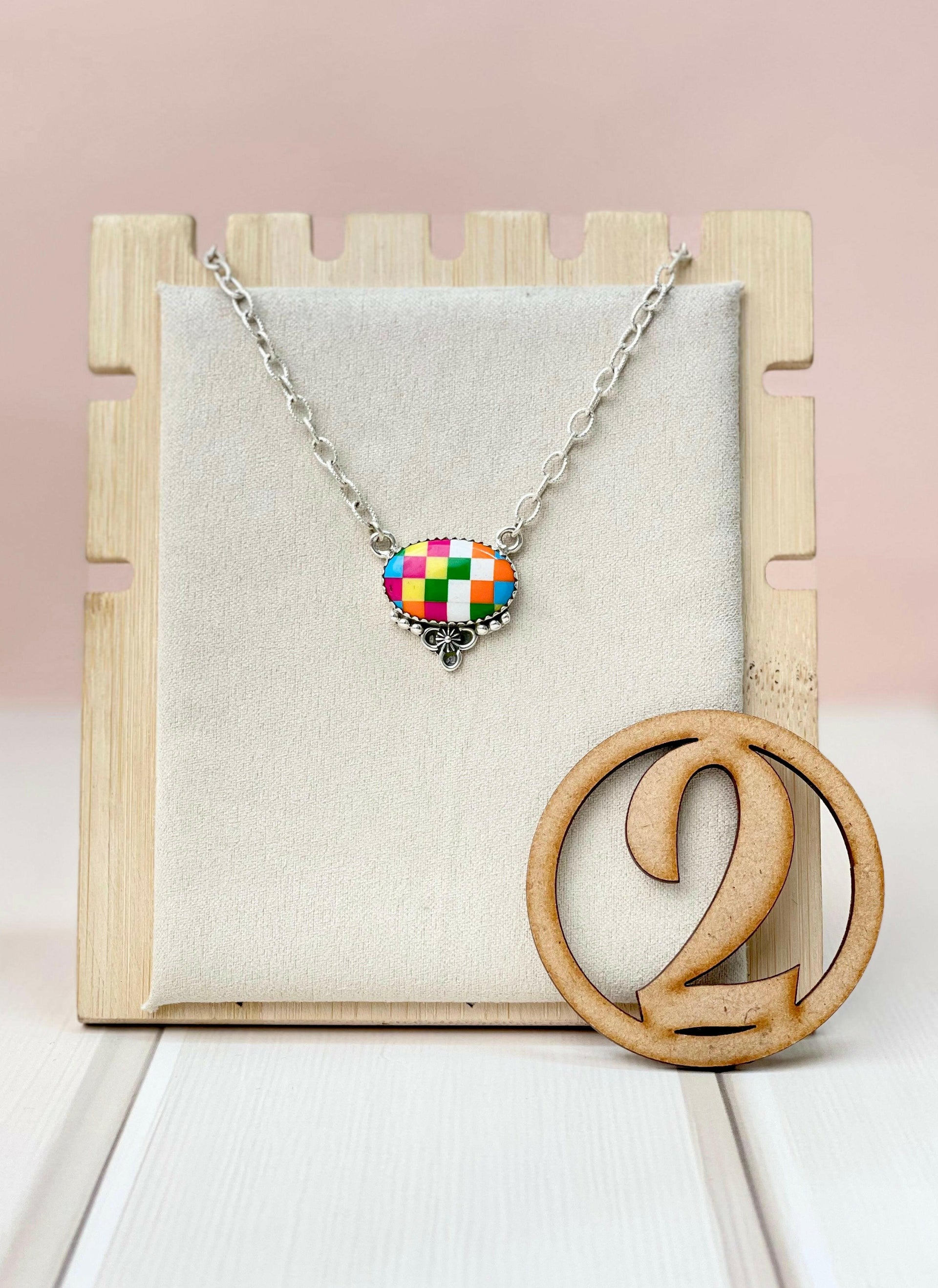 Summer Checkered Chain Pendants-Necklaces-Krush Kandy, Women's Online Fashion Boutique Located in Phoenix, Arizona (Scottsdale Area)