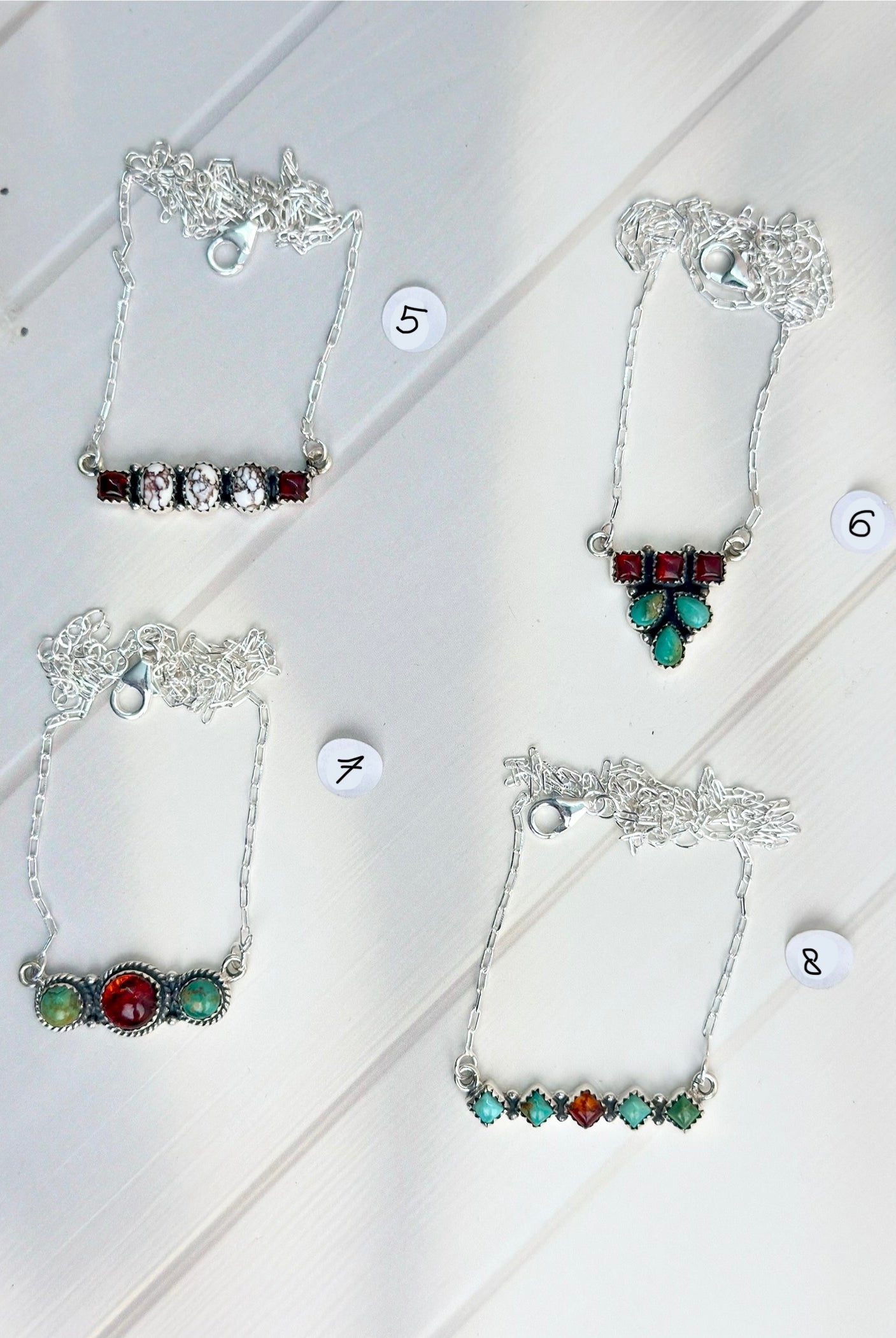 Amber, Turquoise & Crystal Small Necklaces-Necklaces-Krush Kandy, Women's Online Fashion Boutique Located in Phoenix, Arizona (Scottsdale Area)