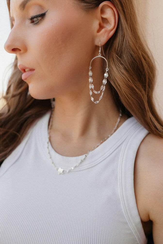 Solid Sterling Chain Earrings-Earrings-Krush Kandy, Women's Online Fashion Boutique Located in Phoenix, Arizona (Scottsdale Area)