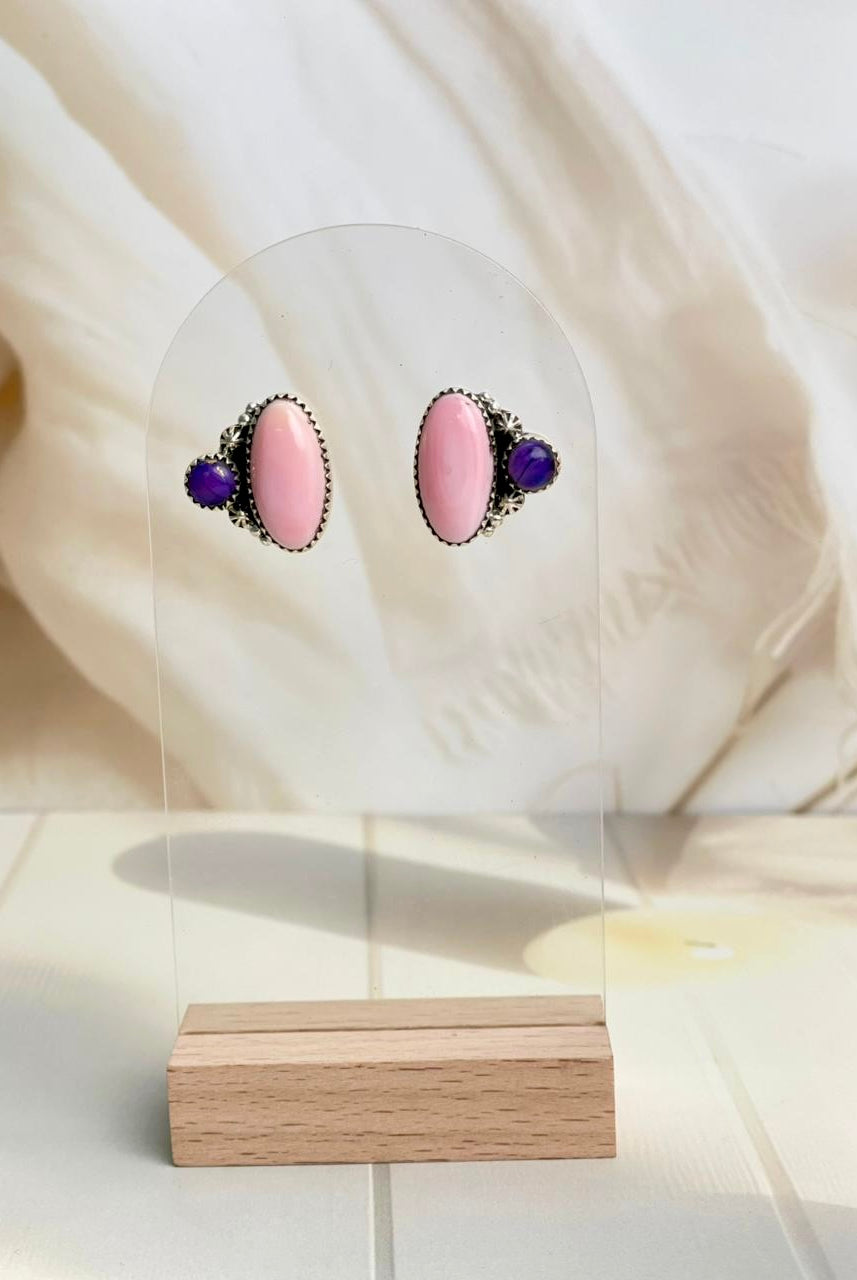 Pink Conch & Berry Dahlia Earrings-Earrings-Krush Kandy, Women's Online Fashion Boutique Located in Phoenix, Arizona (Scottsdale Area)