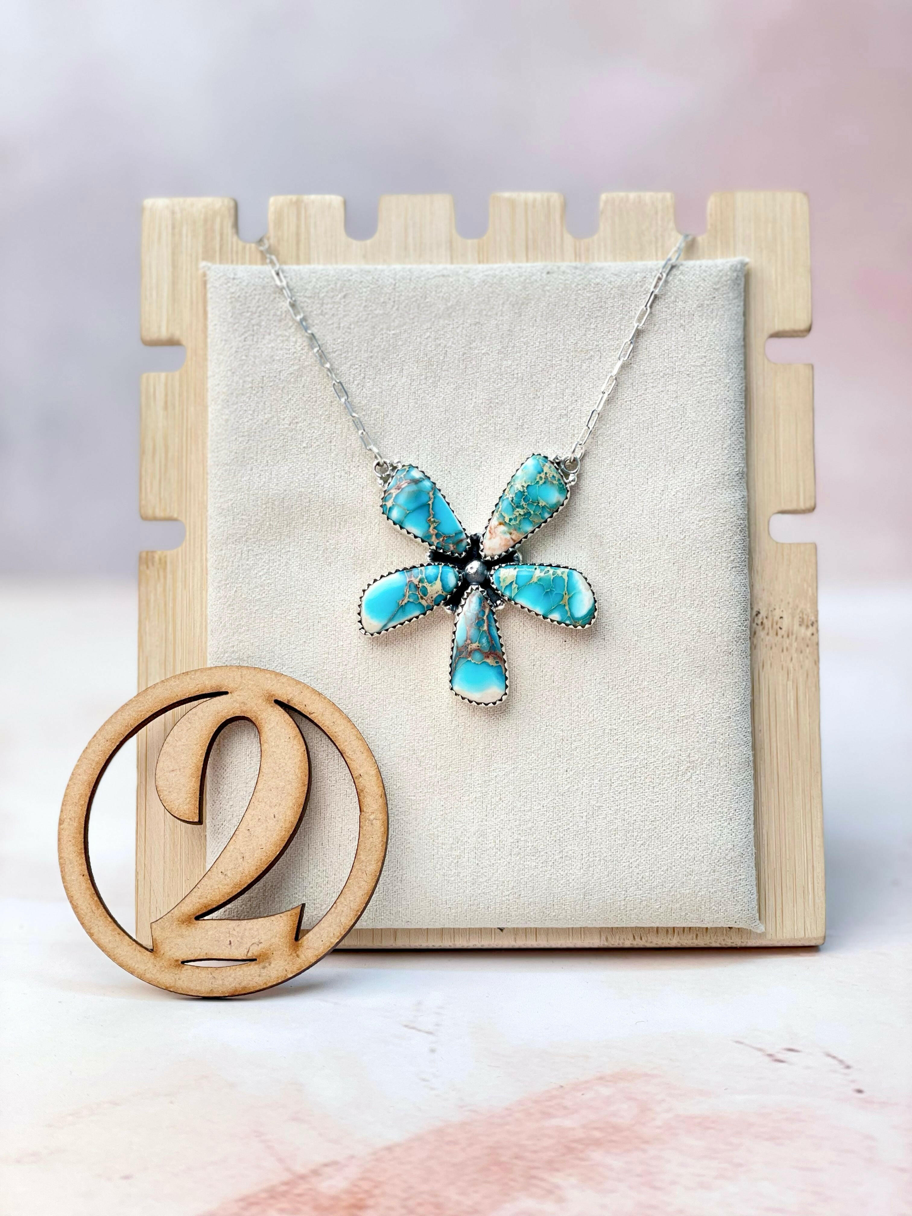 Desert Jasper Blue Flower Petals Necklace MADE TO ORDER-Necklaces-Krush Kandy, Women's Online Fashion Boutique Located in Phoenix, Arizona (Scottsdale Area)