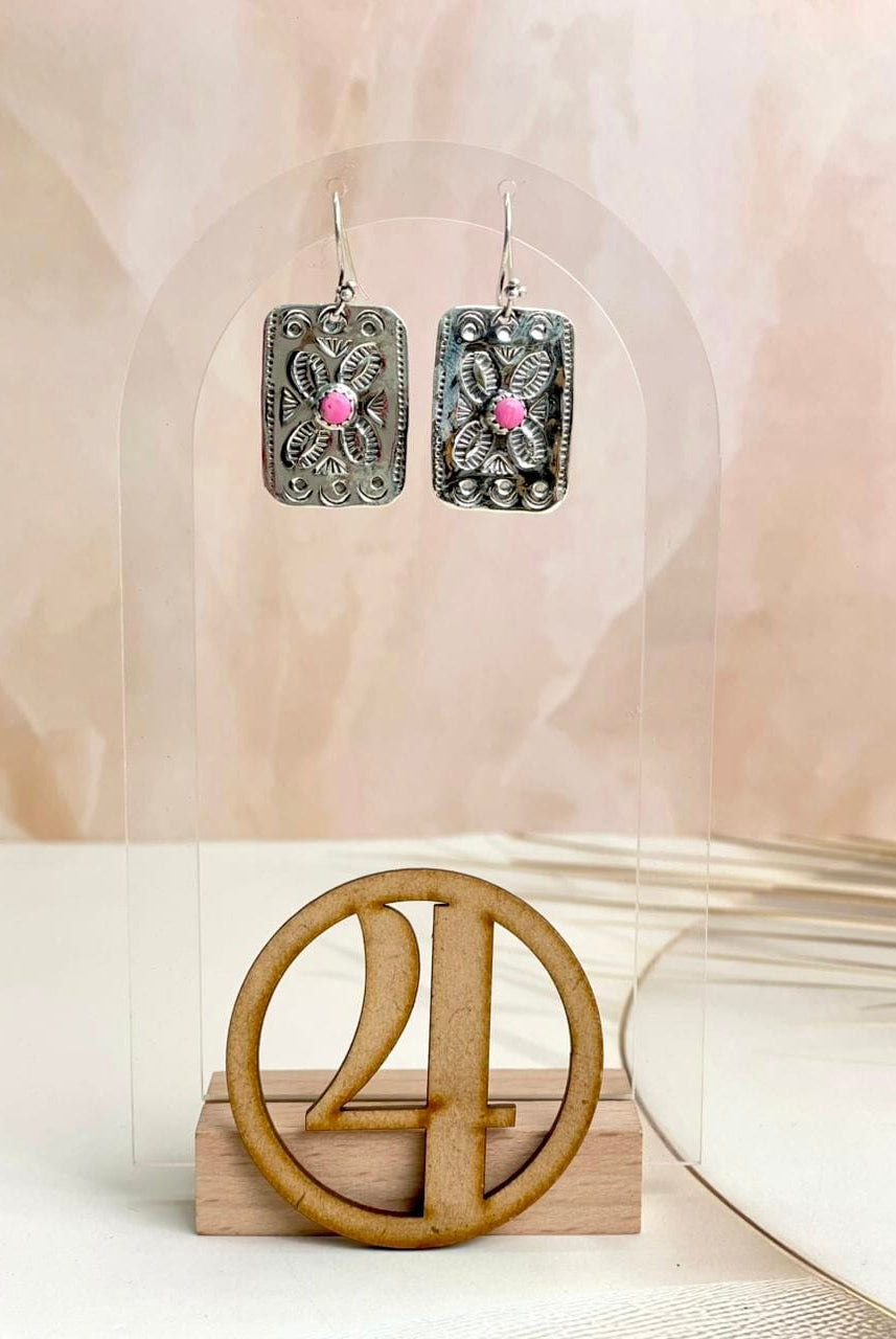 Western Glam Stamped Sterling Single Stone Earrings-Earrings-Krush Kandy, Women's Online Fashion Boutique Located in Phoenix, Arizona (Scottsdale Area)