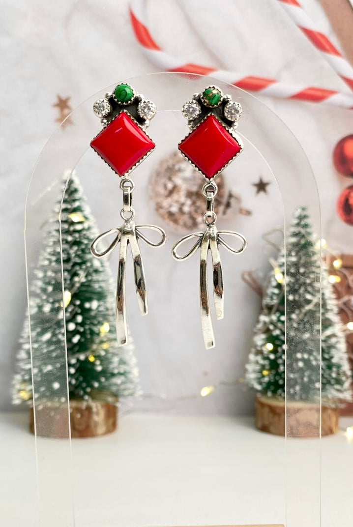 Christmas in Kandyland Bow Drop Studs-Earrings-Krush Kandy, Women's Online Fashion Boutique Located in Phoenix, Arizona (Scottsdale Area)