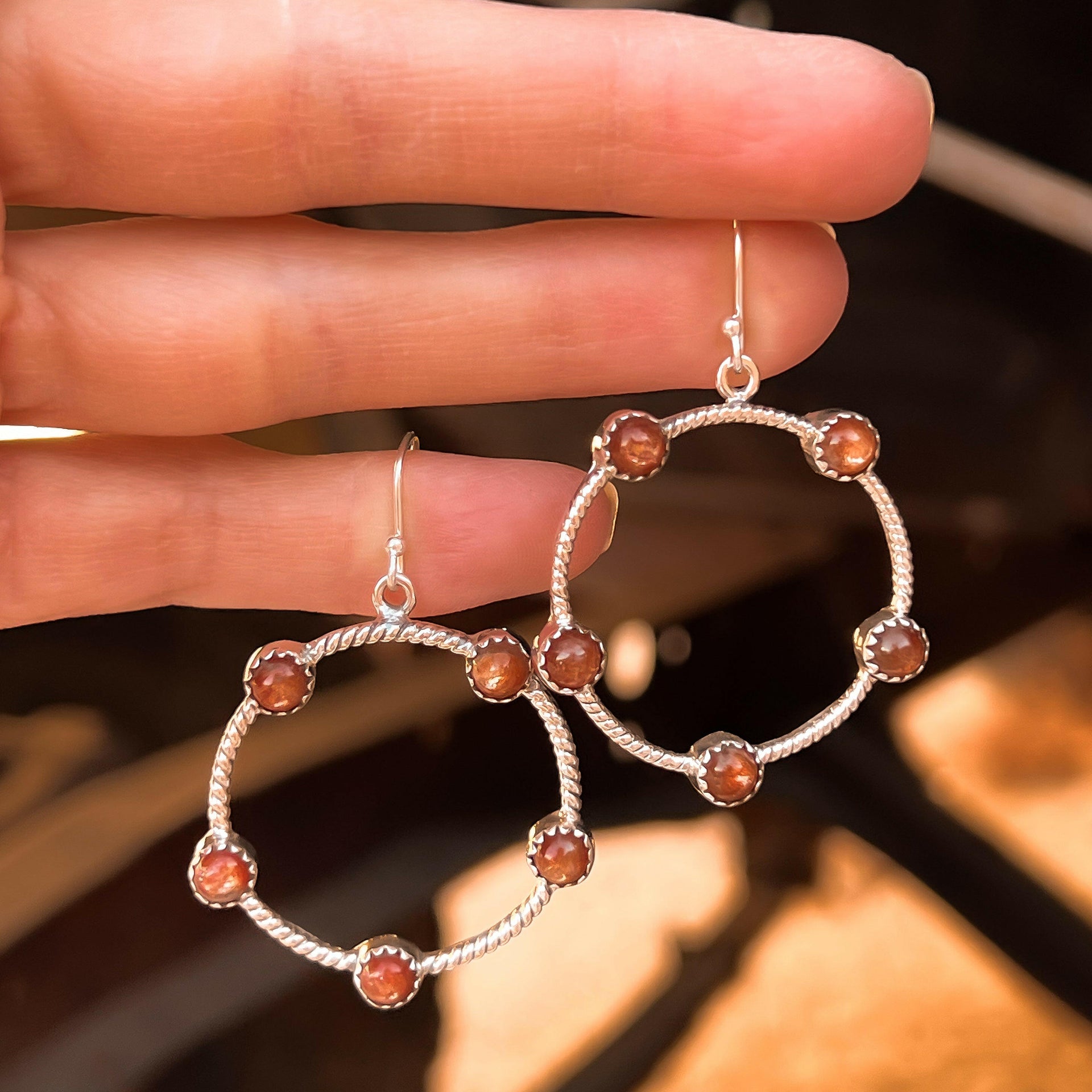 Twisted Rope Stone Hoop Earrings-Hoop Earrings-Krush Kandy, Women's Online Fashion Boutique Located in Phoenix, Arizona (Scottsdale Area)