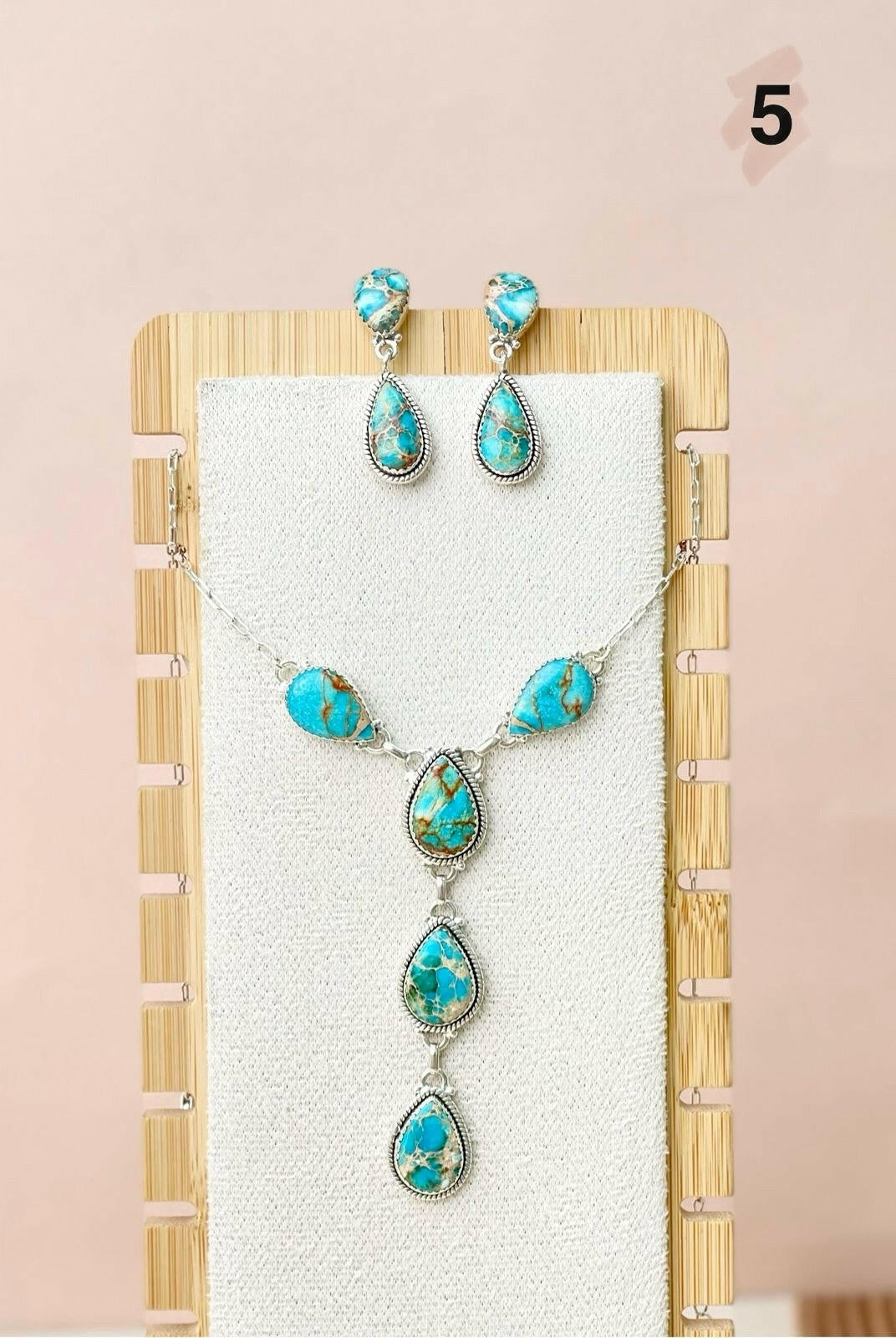 Desert Blue Jasper Necklace and Earring Set-Necklaces-Krush Kandy, Women's Online Fashion Boutique Located in Phoenix, Arizona (Scottsdale Area)
